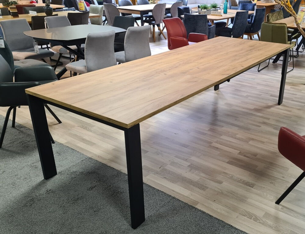 Niehoff - Esstisch Hamilton Platte Dekor Struktureiche Terra Gestell Metall Schwarz mit Auszug - 4