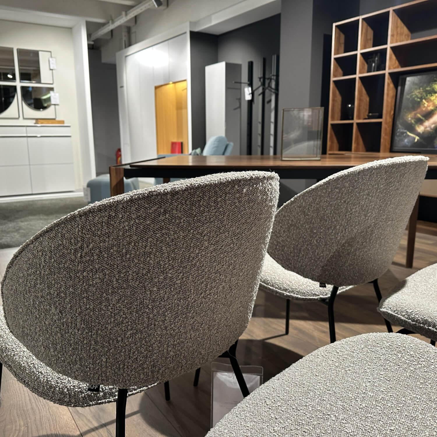 KFF - 4er-Set Stuhl Alvaro Stoff Nordic Edition Ascot 2402 Toffee Grau Beige Gestell 4-Fuß Rundroh M02 Schwarz Mit Filzgleitern - 5