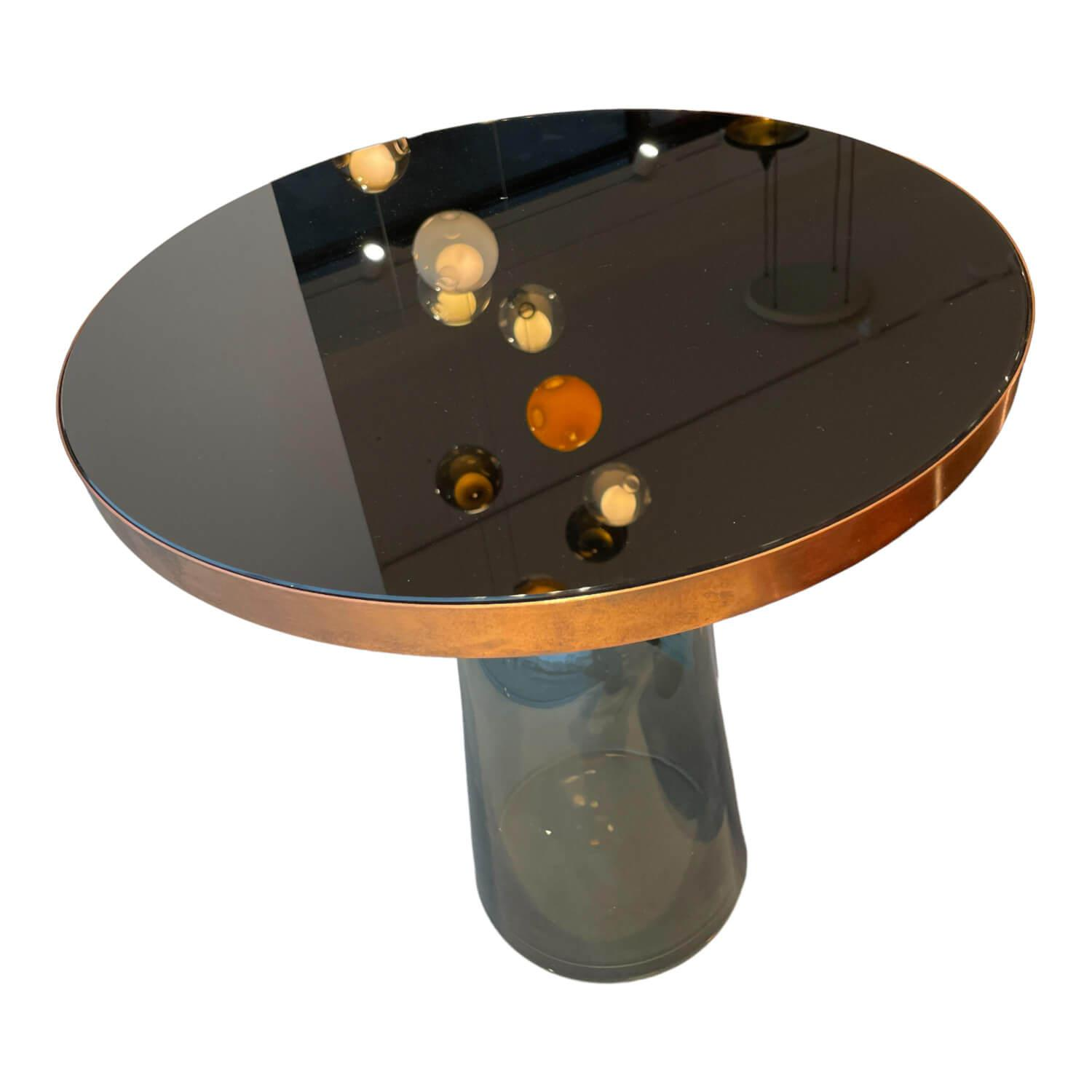 ClassiCon - Beistelltisch Bell Side Table Kristallglas Schwarz Lackiert Metallaufsatz Kupfer Massiv - 1