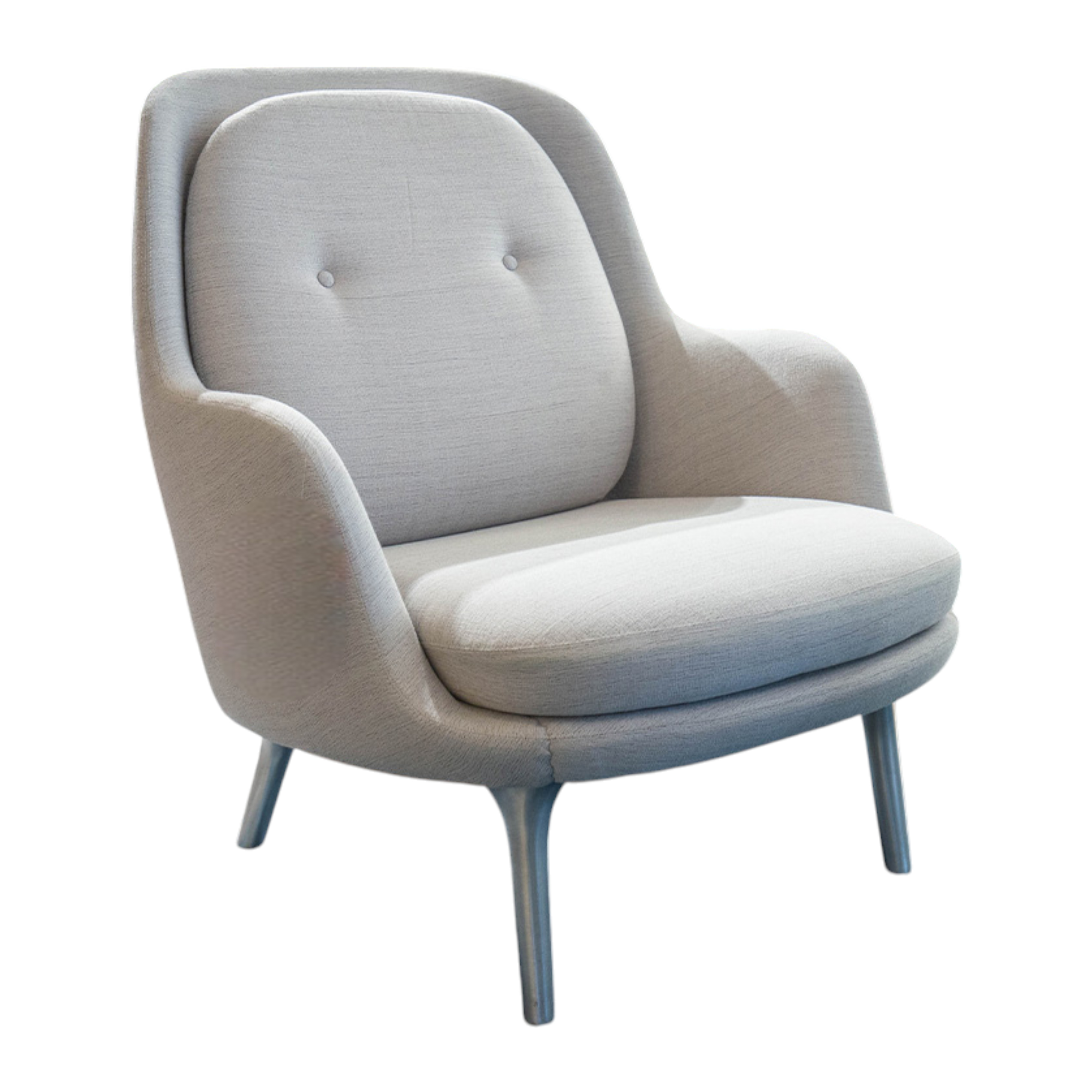 Fritz Hansen - Sessel Fri Stoff Christanshavn Grau-Beige 1121 Gestell Gebürstetes Aluminium - 1