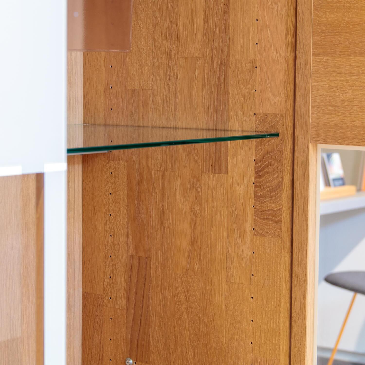 Team 7 - Vitrine Cubus Pure Eiche Weiß Geölt Farbglas Weiß Glänzend Mit Touch Beschlag - 7