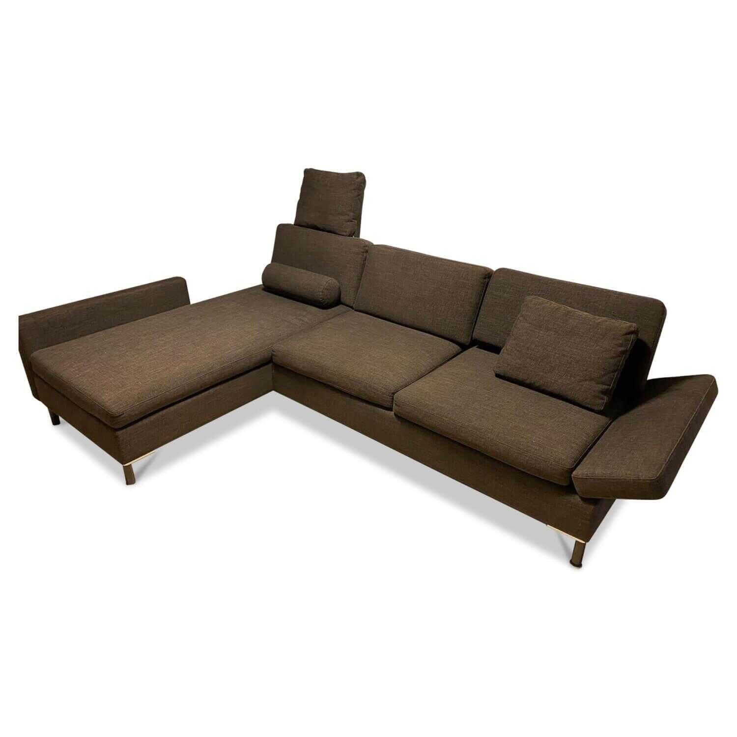 Sofa mit Recamiere  Alba Stoff Stoff 0025 Braun mit Verstellfunktionen und Kissen