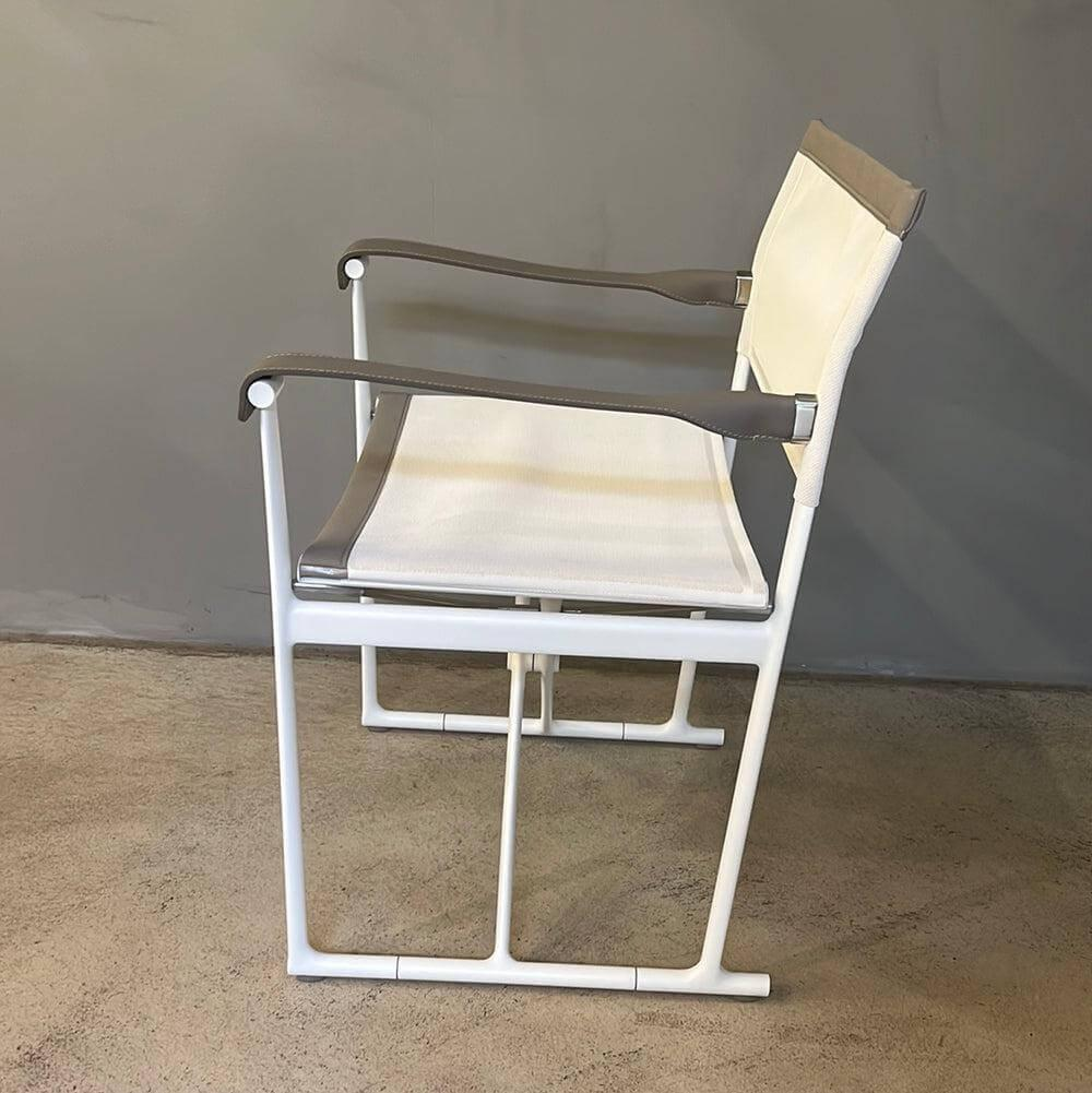 B&B Italia - Outdoor Klappstuhl Mirto Stoff 2445102 Stige Weiß Natur Gestell 0186V Weiß Lackiert - 4