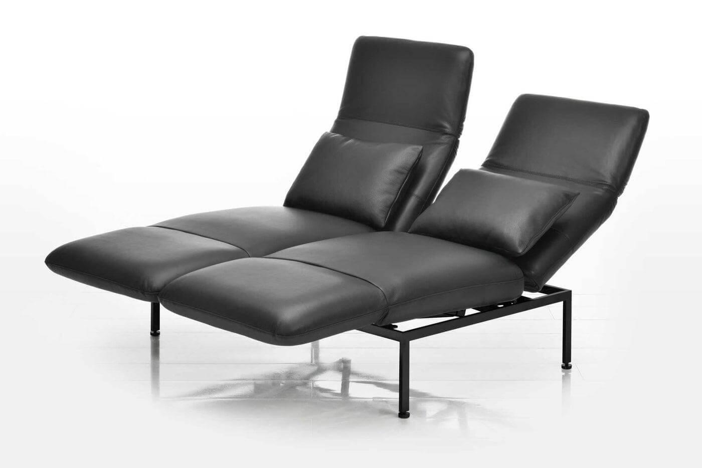 Brühl - Sofa Roro Medium Leder Glove Schwarz Gestell Schwarz Pulverbeschichtet Inklusive 2 Drehsitze - 5