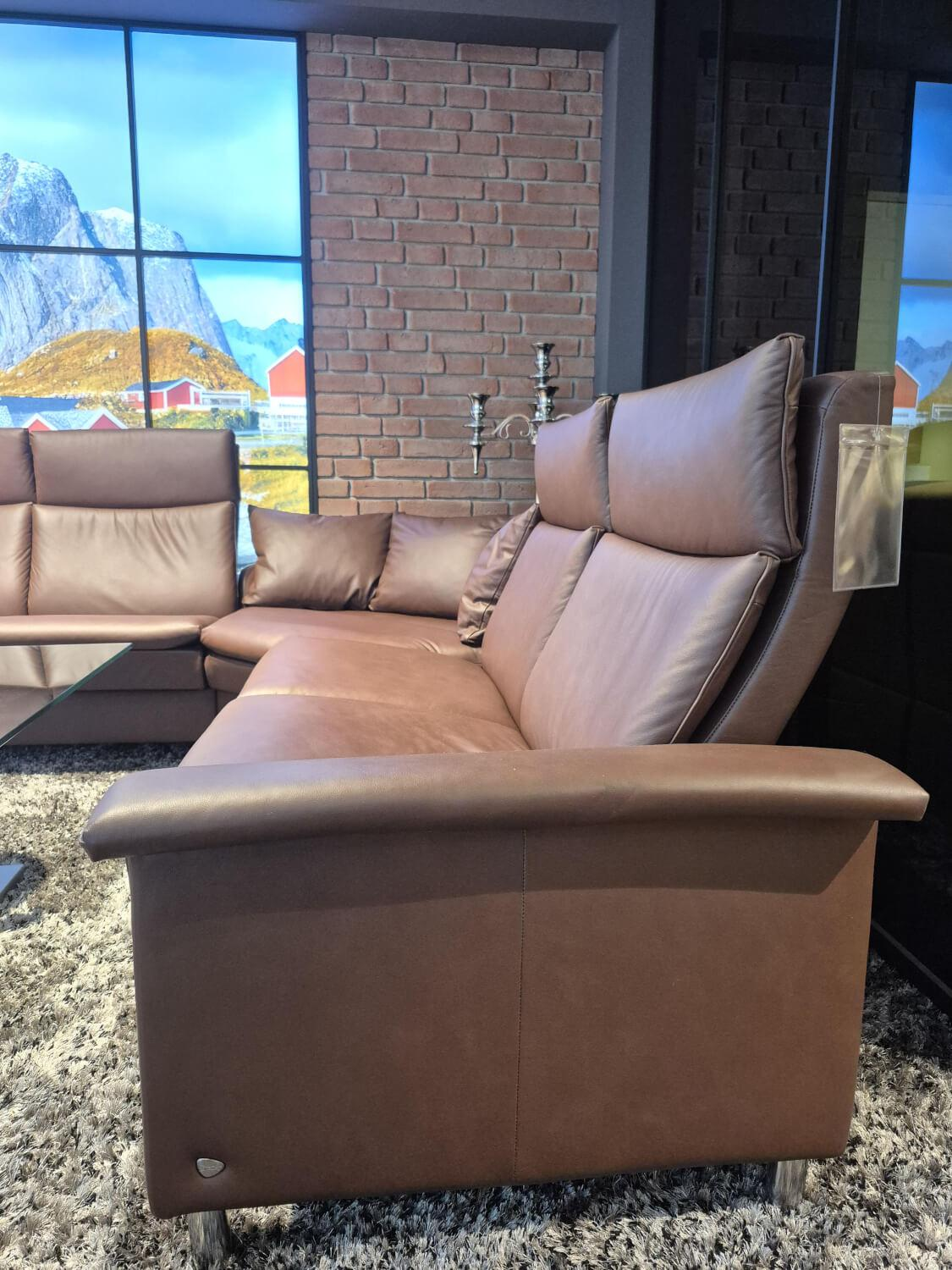 Stressless - Ecksofa Aurora Hoch Leder Paloma Marron Braun Füße Stahl - 5