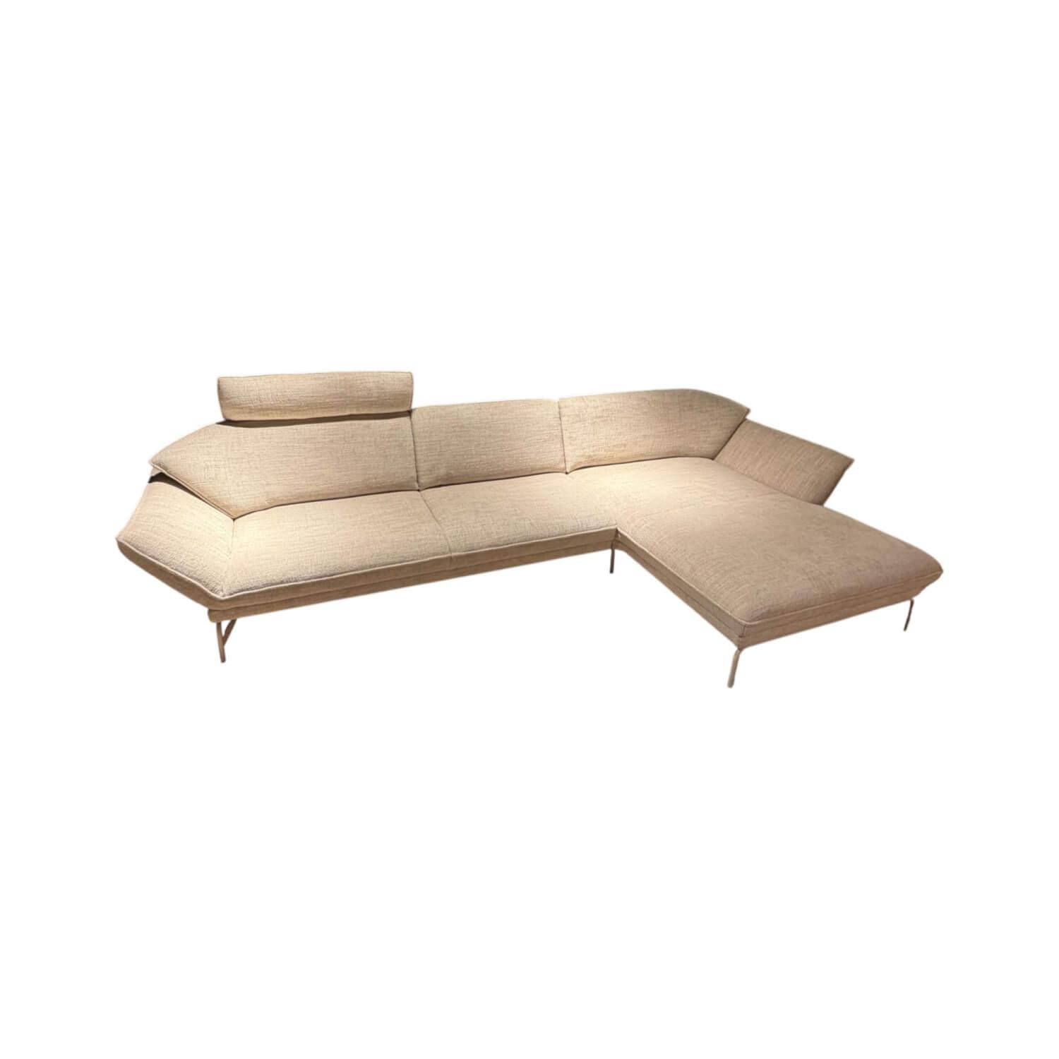 himolla - Ecksofa Nova 1378 Stoff 20 Labomba Carrara Beige Füße Metall Beige Mit Verstellbaren Seitenteilen - 1