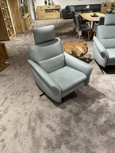 himolla - Sessel Cumurex 7270 Leder 22 Soft Nappa Jade Blau Gestell Metall Schwarz Pulverbeschichtet Mit Kopfstütze - 7