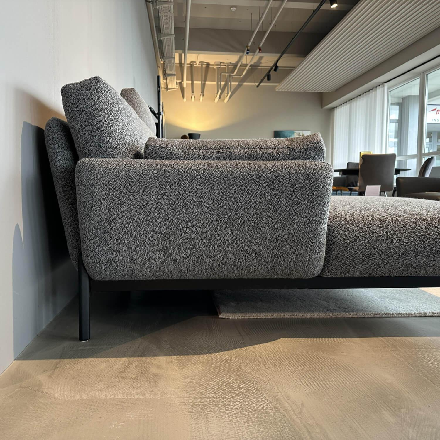 Leolux - Ecksofa Enna Stoff Mondo 007 Piombo Grau Gestell Epoxy Granite Anthrazit Matt Inklusive Kopfstütze - 3