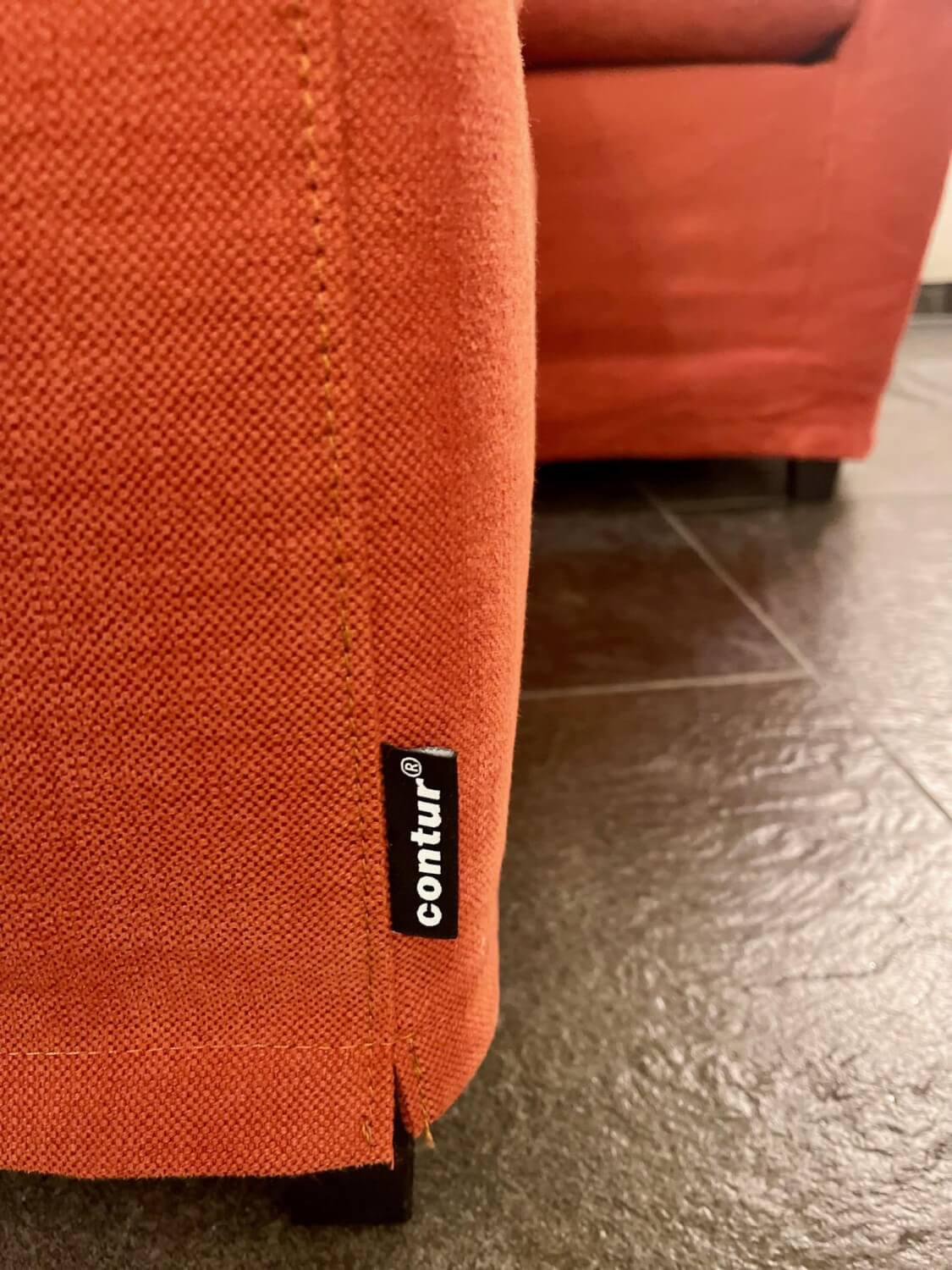 Contur - Sessel Sergio Stoff Chenille Terracotta Rot Inklusive Hocker - 3