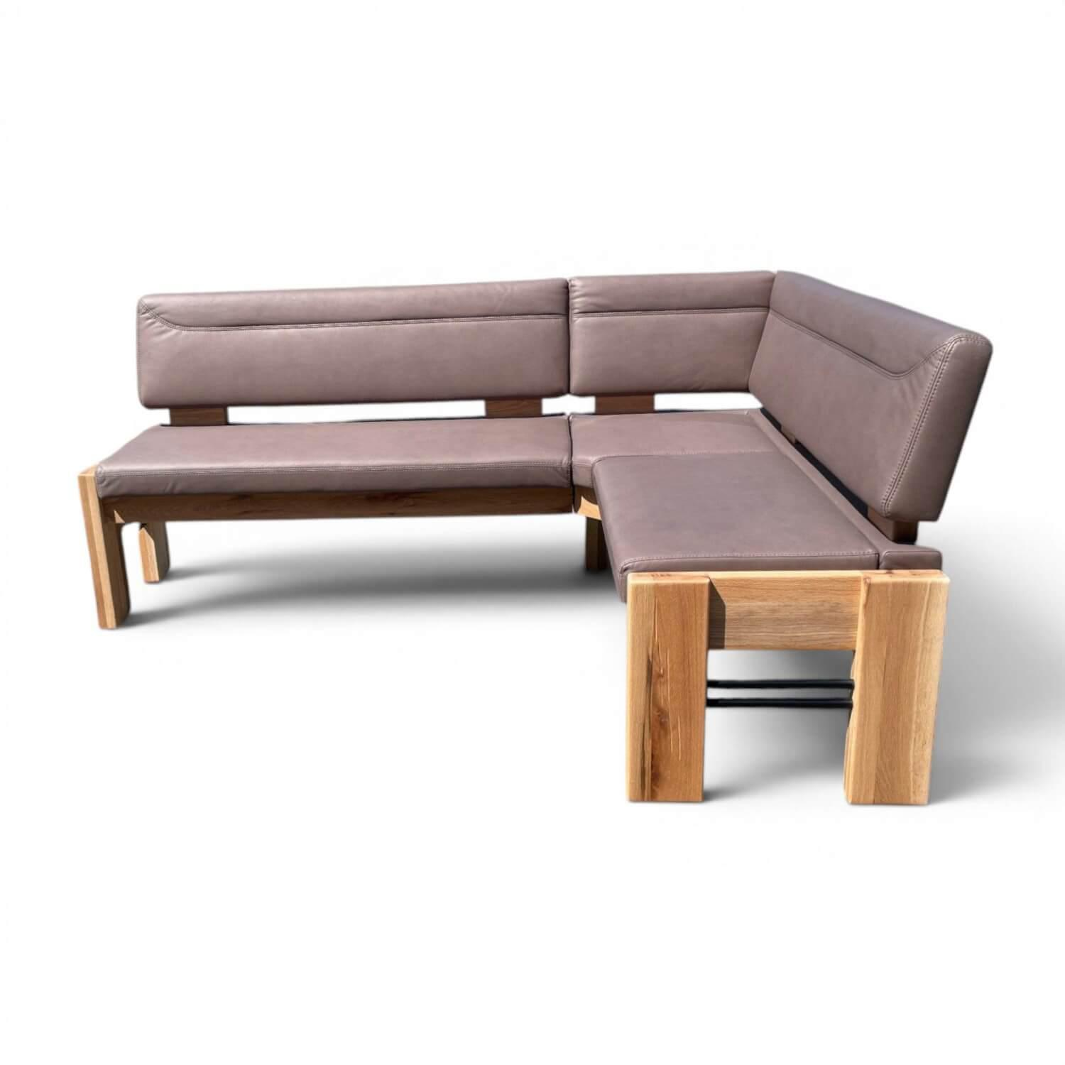 Eckbank 4116 Floyd Stoff 925 Coffee Braun Gestell Balkeneiche Massiv Natur Wachseffektlack