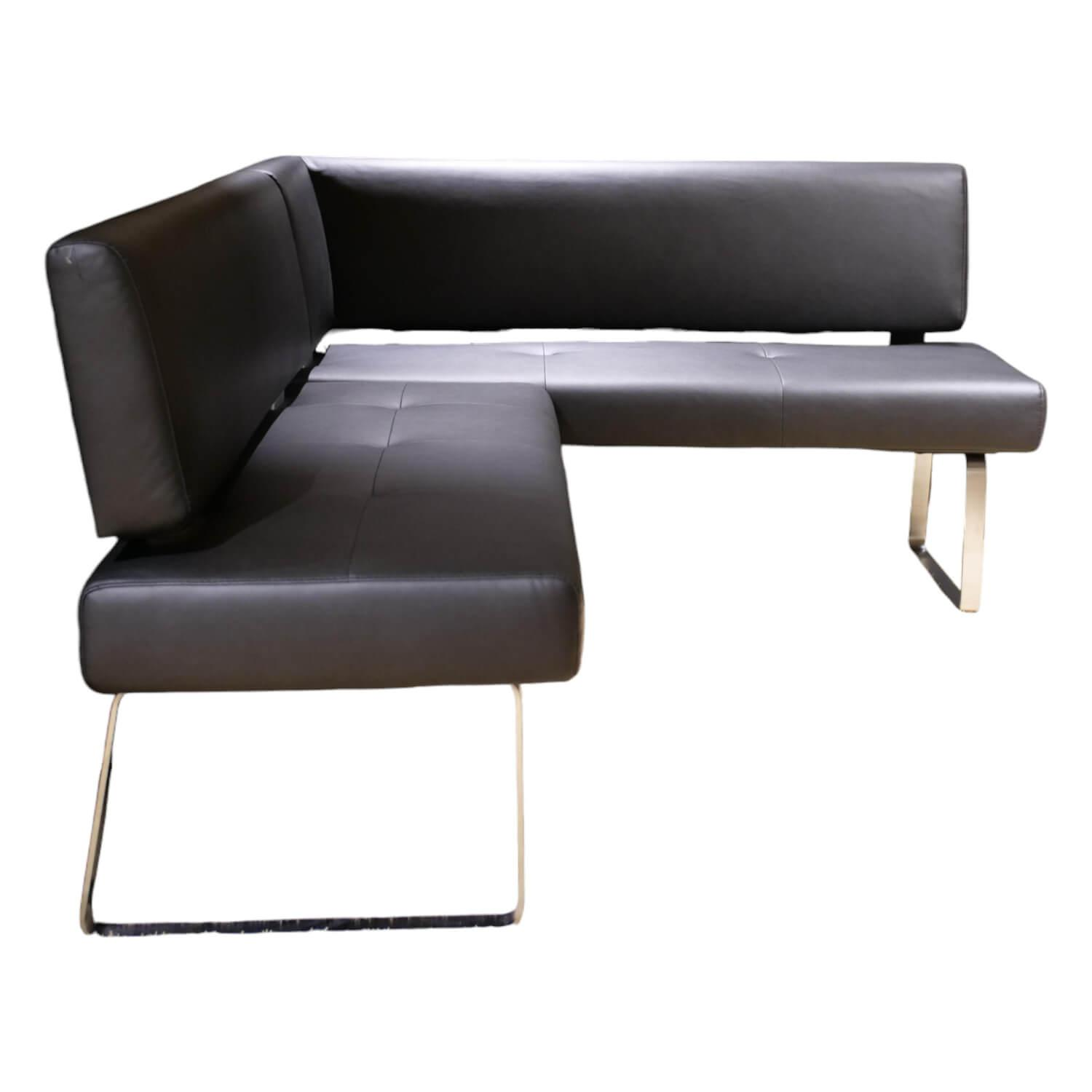 K+W - Eckbank Variano Ladoga 4411 UX Stoff 0925 81 Black Schwarz Fuß Edelstahl 2309 Gebürstet - 1