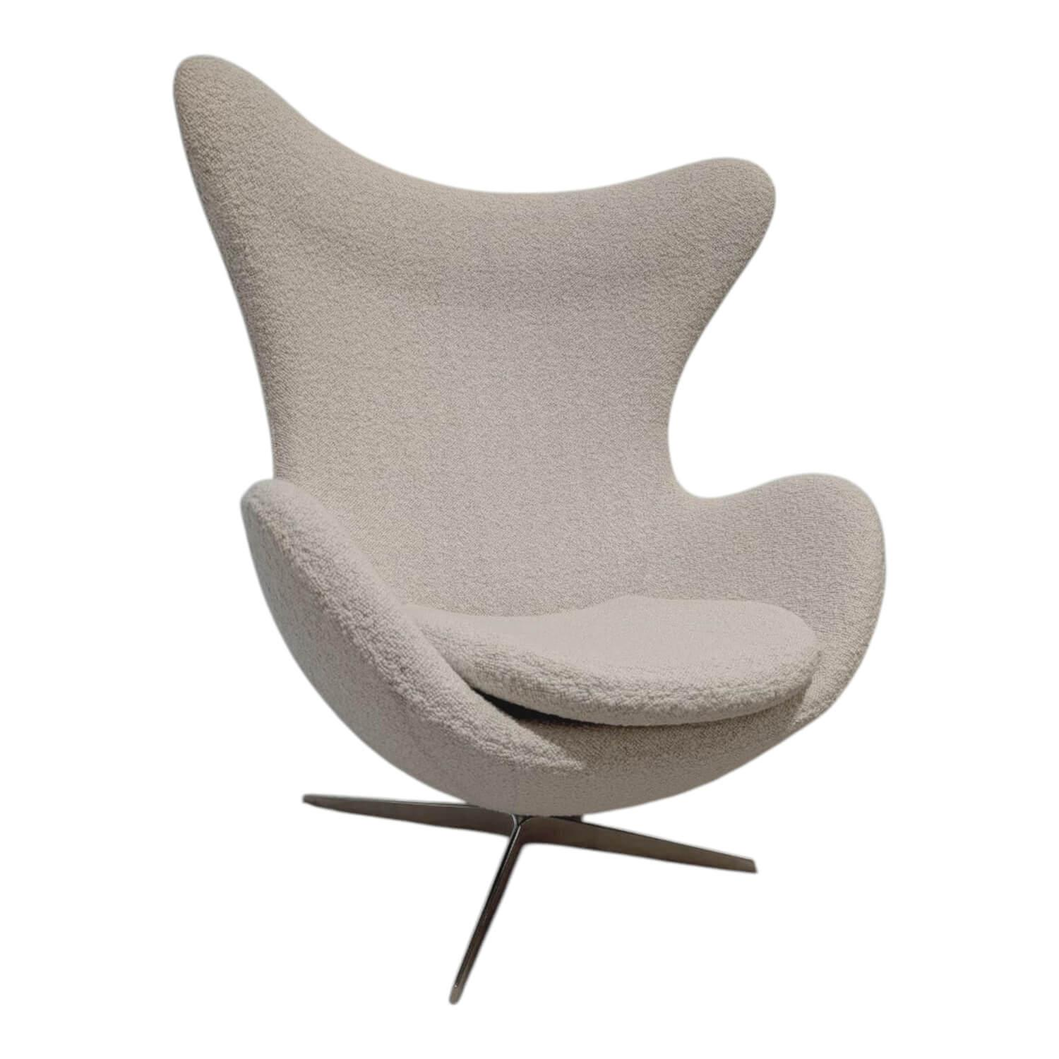 Fritz Hansen - Sessel Egg Chair Stoff Karakorum Ecumee 007 Weiß Kreuzfuß Aluminium - 1