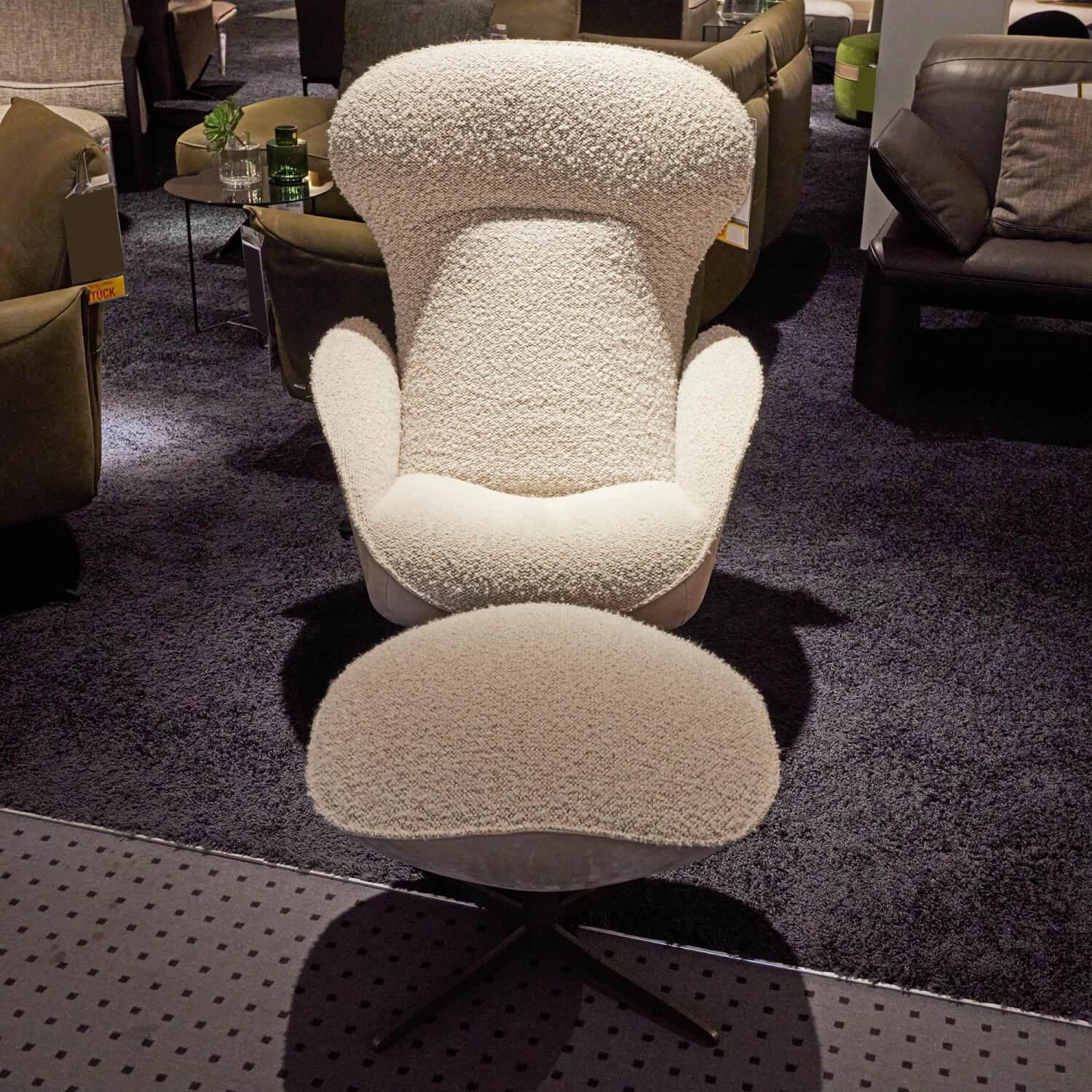Jori - Sessel Daydreamer Lounge JR 4450 Stoff Gorky Und Leder Nubuck Cream 4 Sternfuß Pulverbeschichtet Matt Bronze Mit Hocker - 7