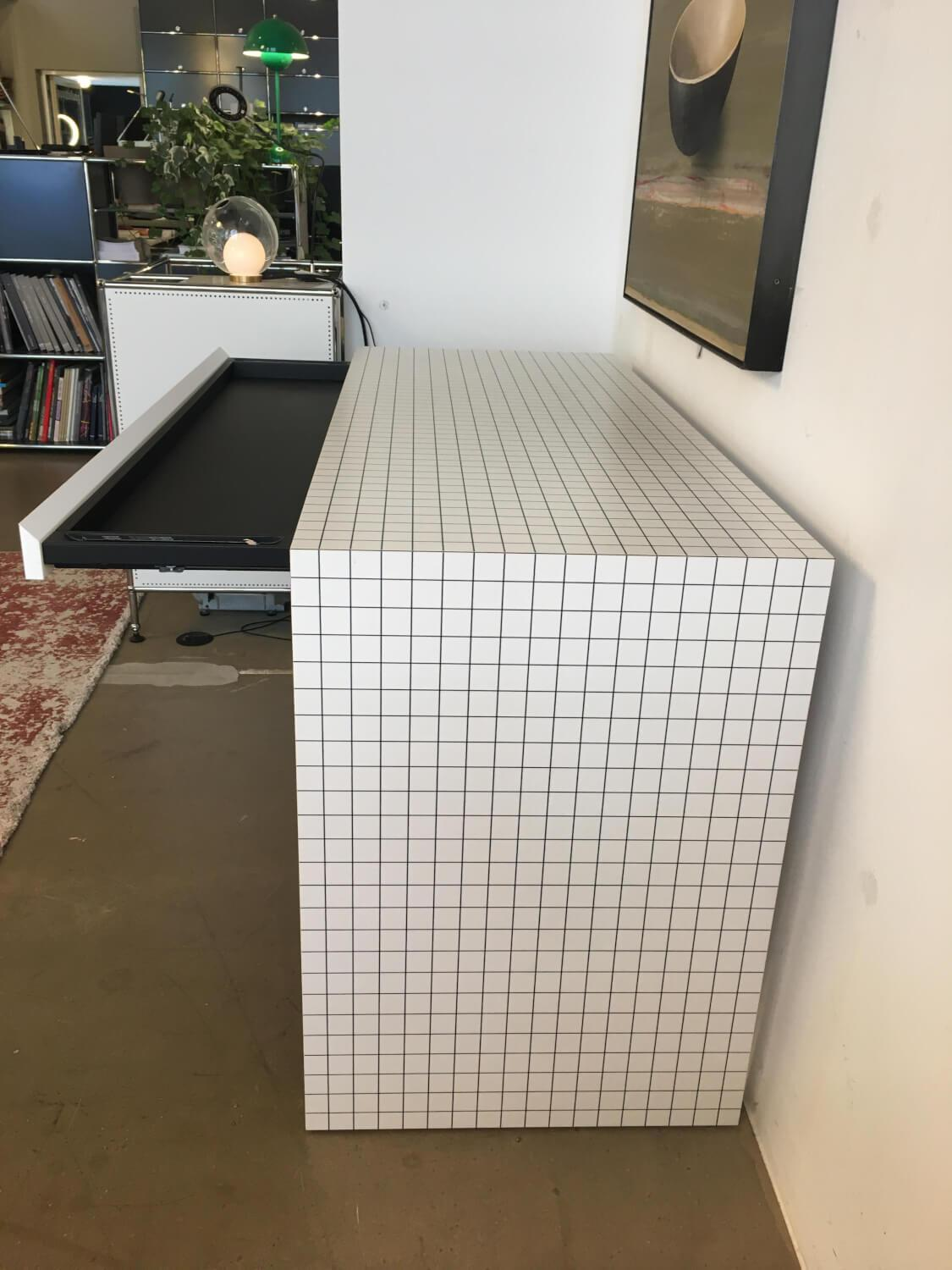 Zanotta - Schreibtisch Quaderna 2750 Digitaldruck Kariert Sperrholz Kunststofflaminat Weiß - 2