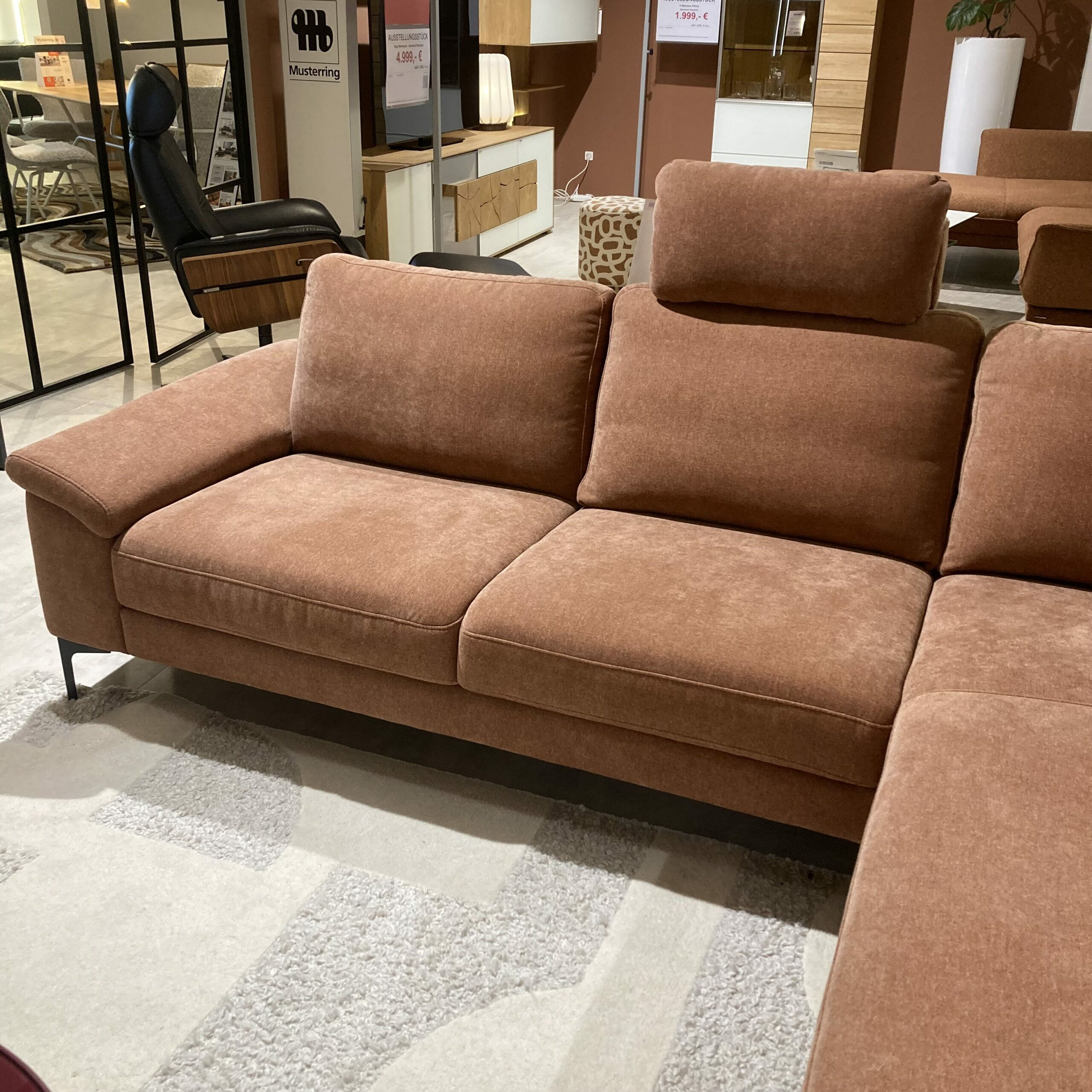 Comfort Republic - Ecksofa Anna A Stoff Braun Metallfuß Schwarz mit Relaxfunktion - 3