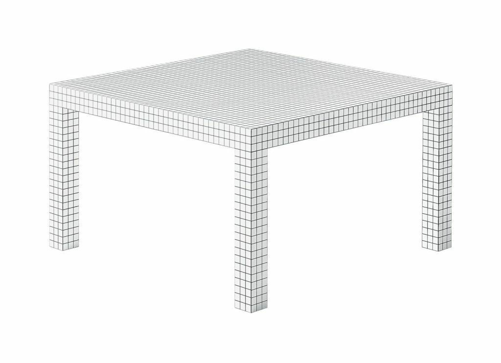 Zanotta - Schreibtisch Quaderna 2600 Platte Laminat Siebdruck Muster Kariert Weiß Gestell Sperrholz Weiß - 1