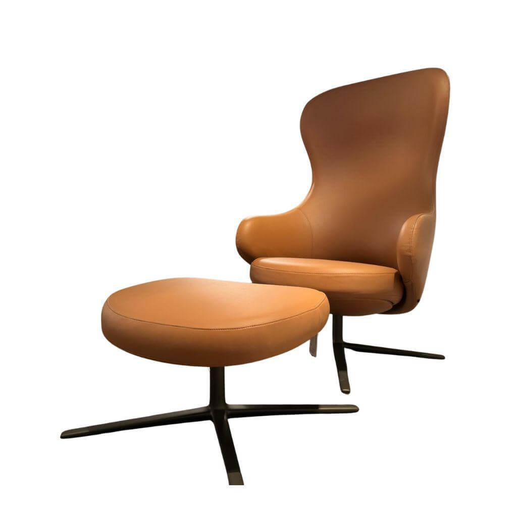Kristalia - Relaxsessel Dua Relax Leder Elmosoft Braun Gestell Braun Inkl. Hocker - 1