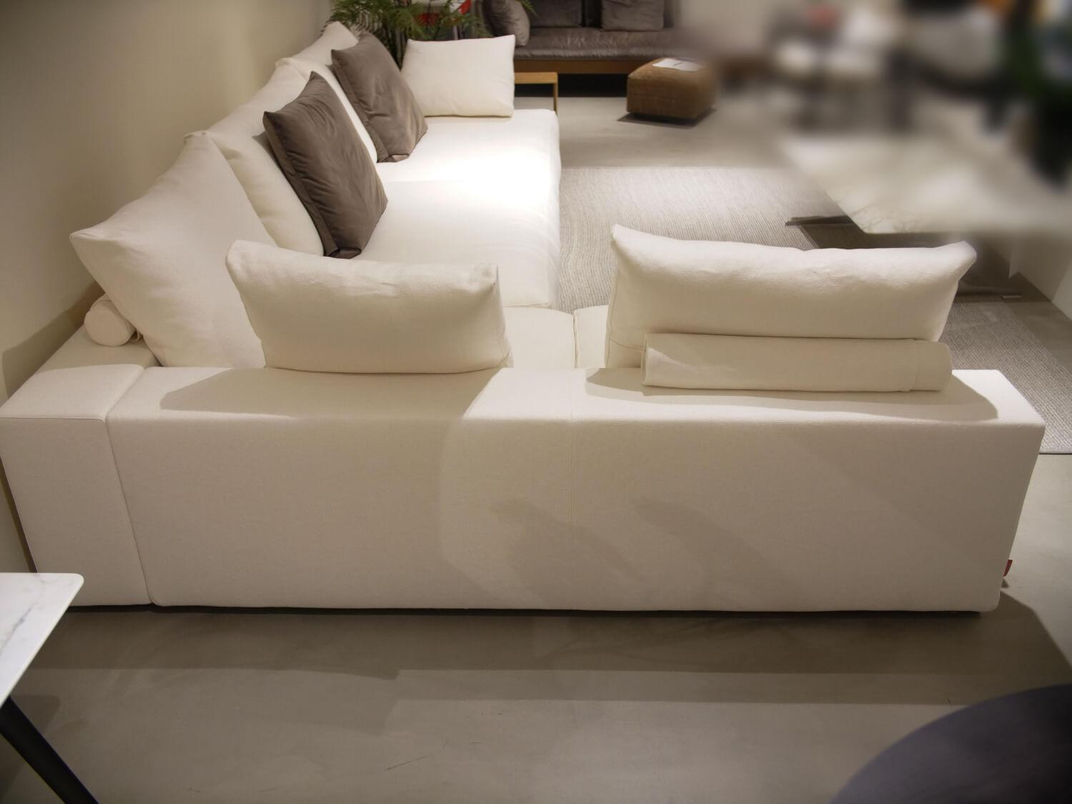 Sofa Groundpiece Stoff Ernest N340 Extra Weiß Mit Lederablage Braun Metallgestell