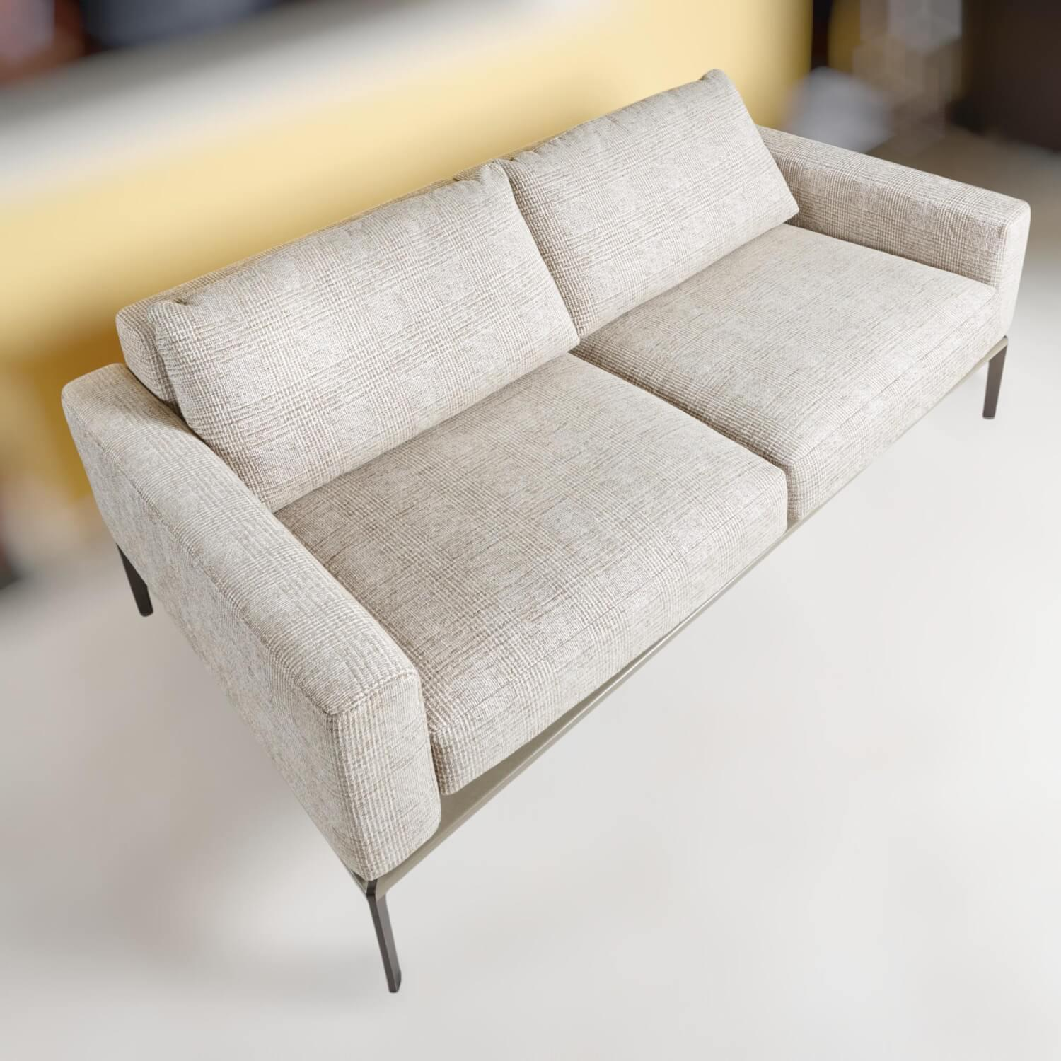 Bielefelder Werkstätten - Sofa Spirit 2 80 Stoff Scott BW 1769 272 Creme Beige Grau Füße Metall Beige Grau Mit Schmalen Armlehnen Und Armlehnkissen - 10