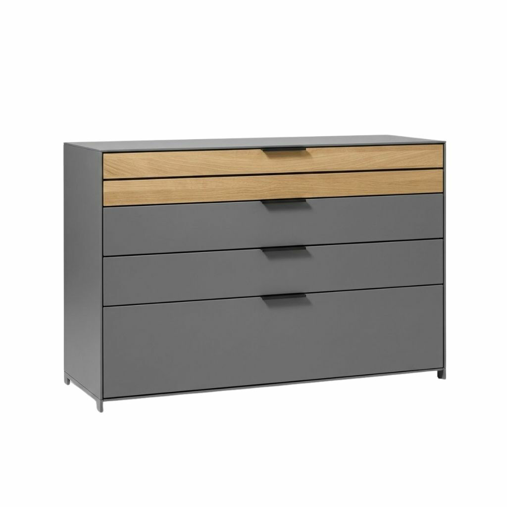 Wöstmann - Kommode Scottsdale Lack Graphitgrau Akzente Wildeiche Lamellen Griffe Metall Schwarz - 1