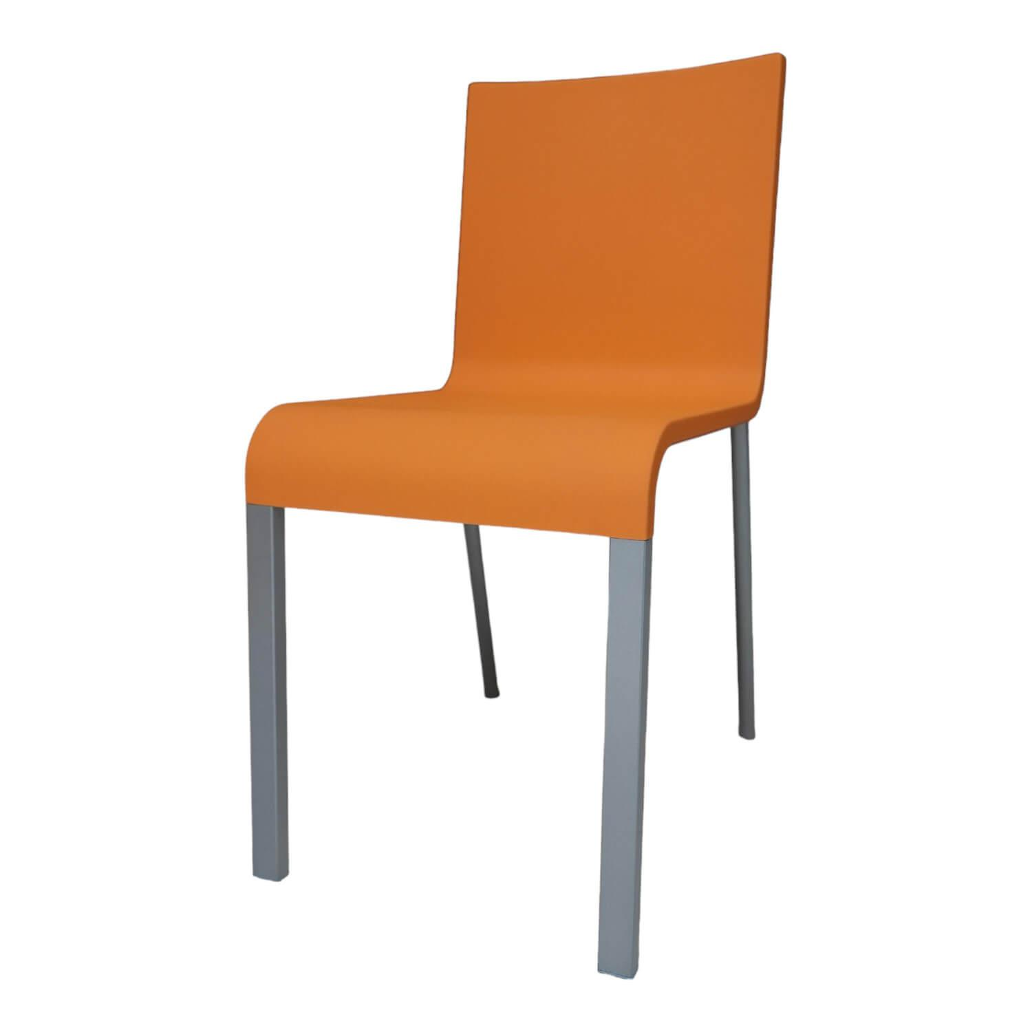 Stuhl 03 Sitzschalenfarbe Mango Untergestell Pulverbeschichtet Silber Glatt