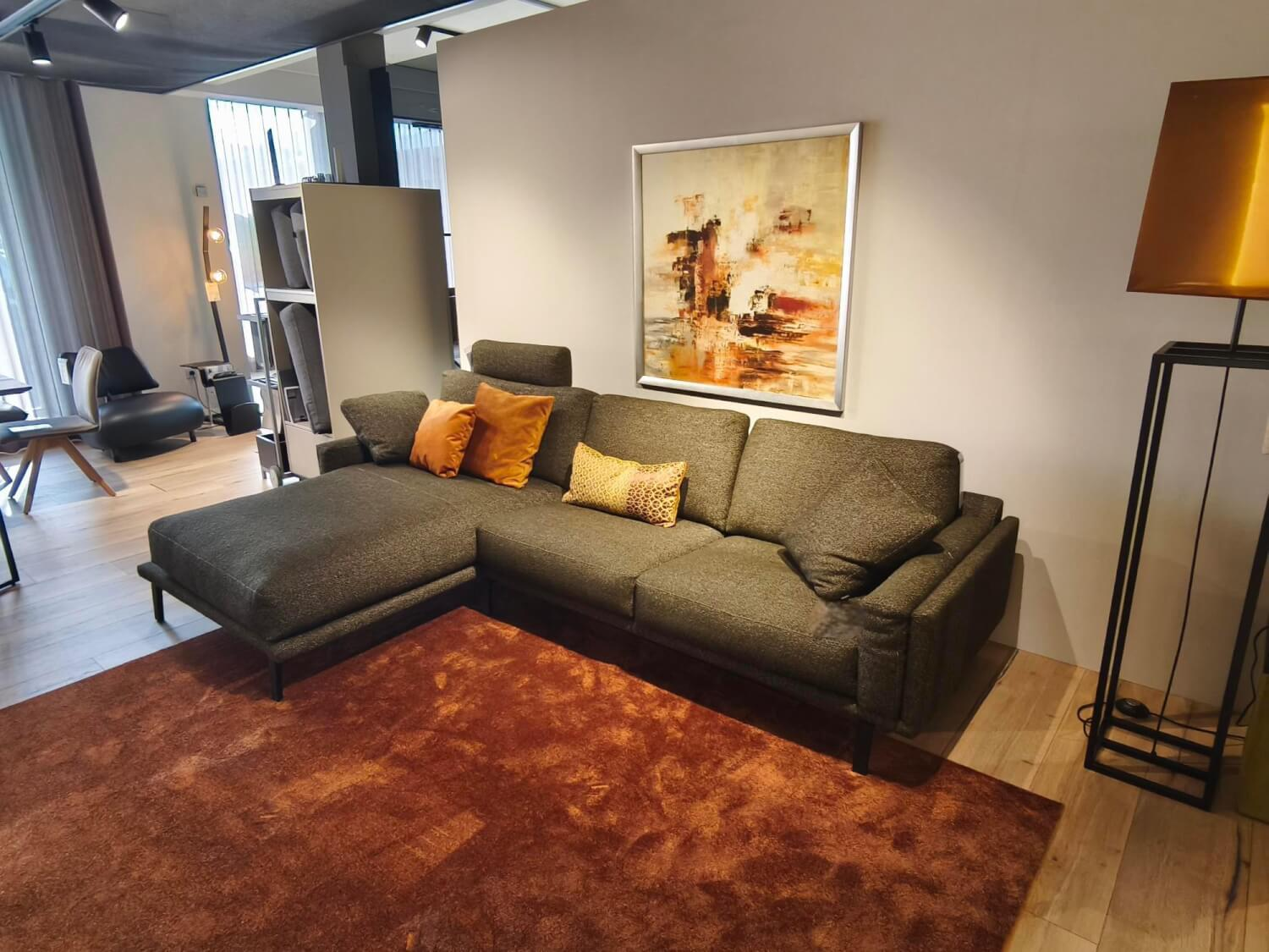 Leolux - Ecksofa Bellice Stoff 24 550 Grau Beige Gussfuß Aluminium Glatt Matt Schwarz Pulverbeschichtet Inklusive Kissen - 4