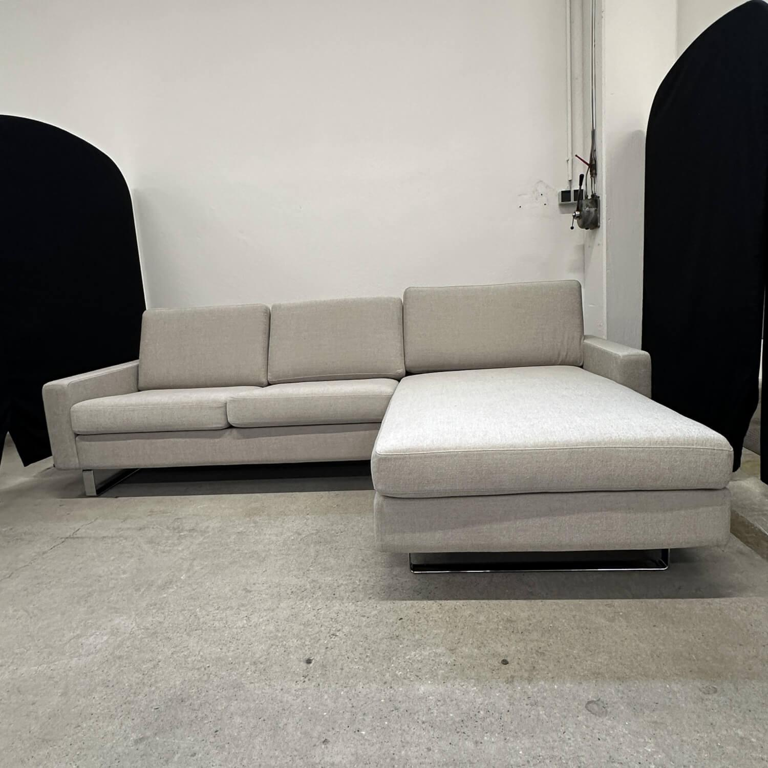 COR - Ecksofa Conseta Stoff 8158 Ecru Grau Weiß Metallkufen Verchromt Mit Filzgleitern - 7