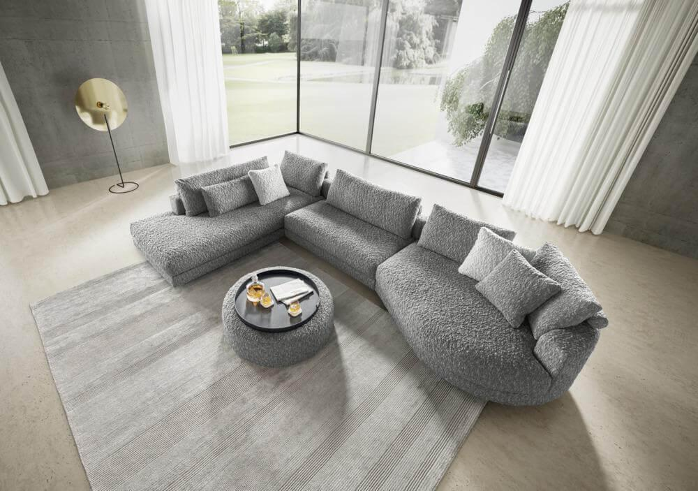 WK Wohnen - Ecksofa WK 591 Toledo Boxspring In Grau Inkl. Hocker - 5
