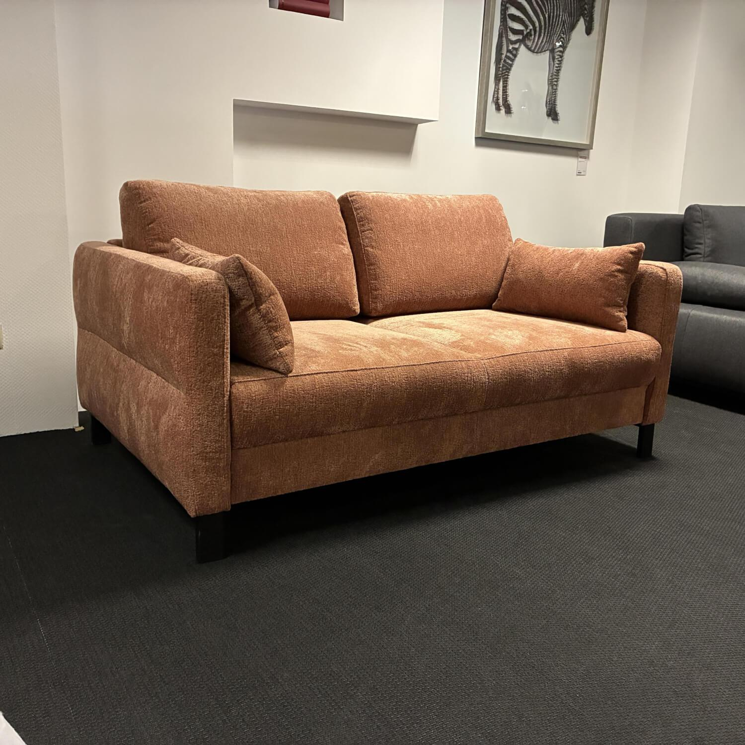 Restyl - Schlafsofa LS23 Igris Dolly Stoff 2 7042 Braun Orange Füße Metall Schwarz Inklusive Nierenkissen - 4