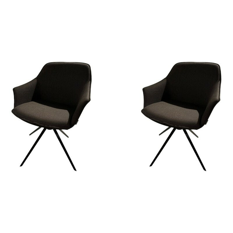 Mobliberica - 2er Set Stuhl Kedua Textilgewebe CO-11 Schwarz Grau Metallgestell Schwarz Drehbar - 1