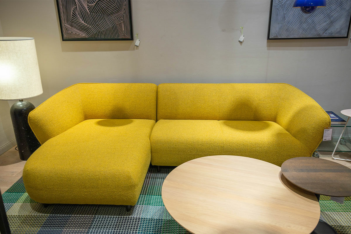Pode - Ecksofa Turia Stoff Monza 27166/66 Gelb Füße Epoxy - 5