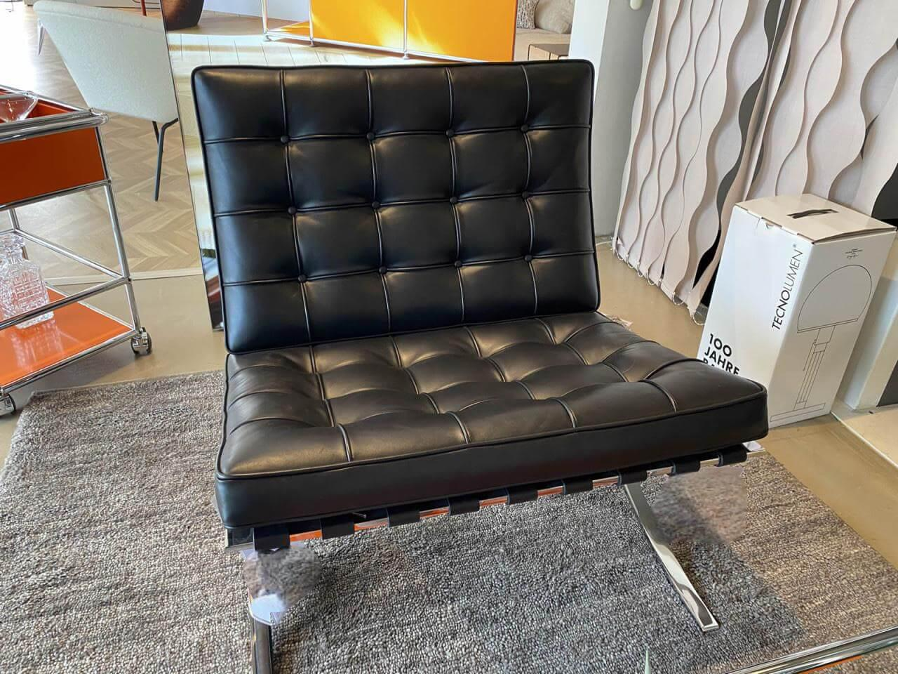 Knoll International - Sessel Barcelona Leder Venezia Schwarz Gestell Chrom Glänzend - 5