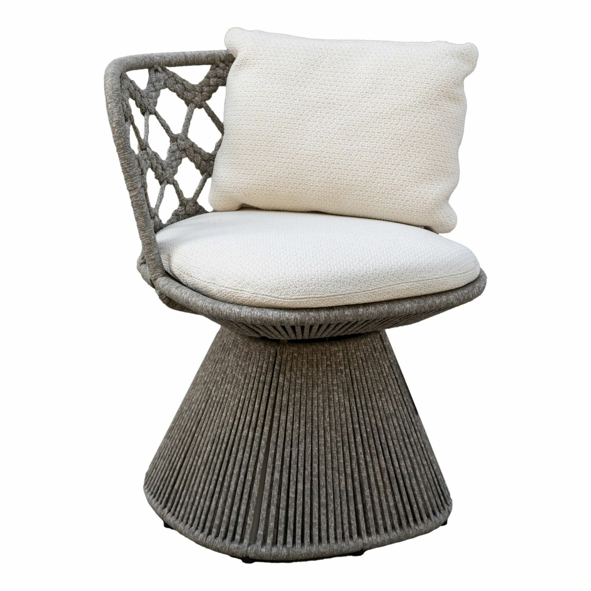 B&B Italia - Stuhl Flair O' Stoff Outdoor Lola Weiss 100 Geflecht Und Gestell Taubengrau Lackiert  - 1