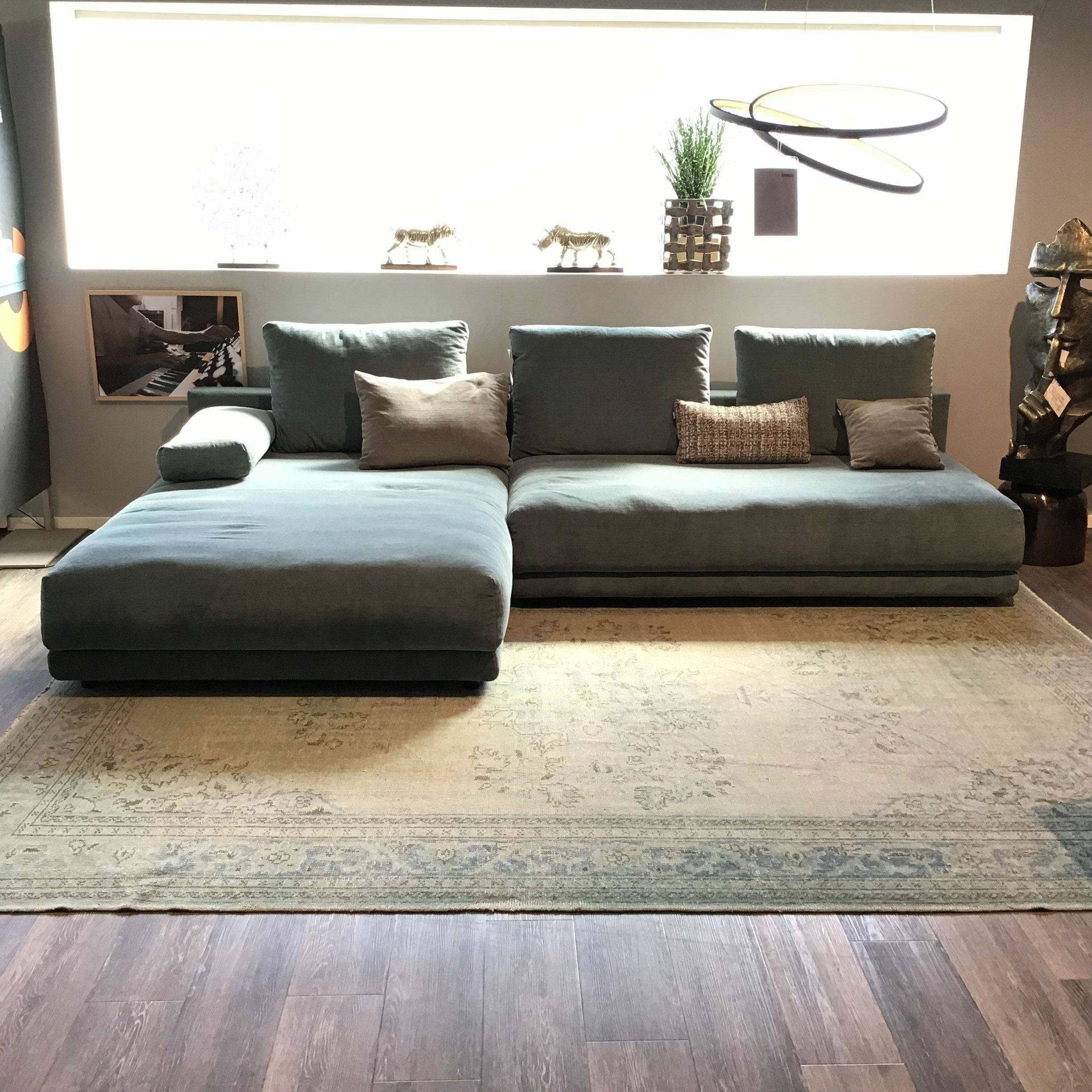 freistil Rolf Benz - Ecksofa Freistil 142 Stoff Blau Grau Füße Kunststoff Schwarz Inklusive Kissen - 2