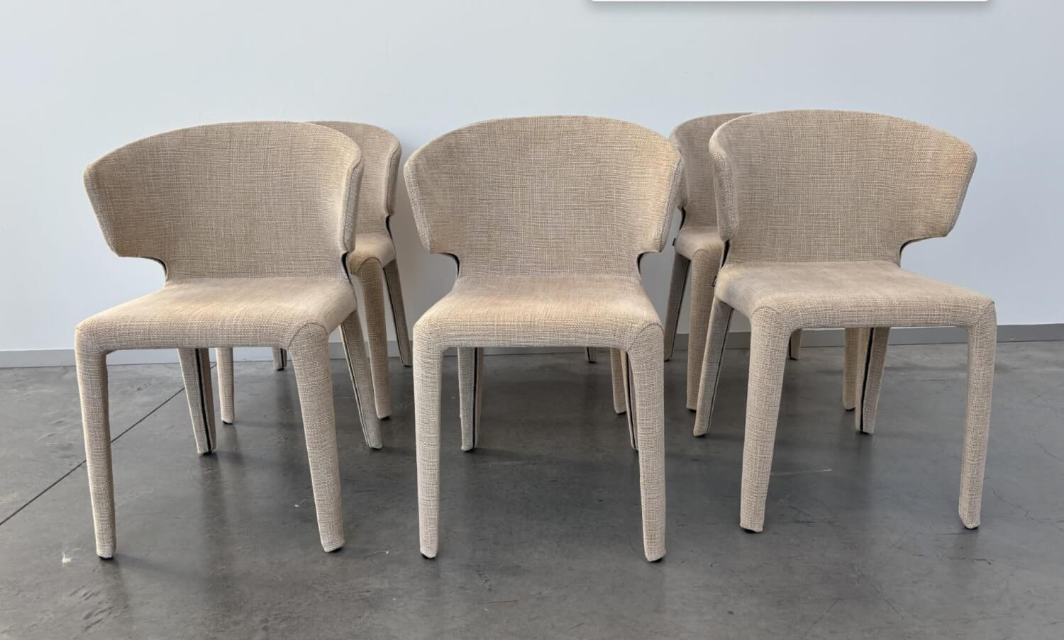 Cassina - 6er-Set Stuhl Hola Stoff Fortuny Avorio 13F737 Beige Grau - 6