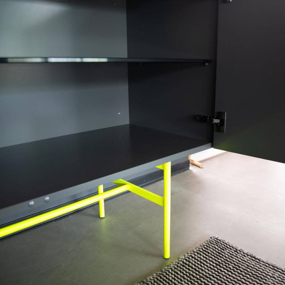 Kettnaker - Sideboard Soma concrete look gray frame neon yellow - 6