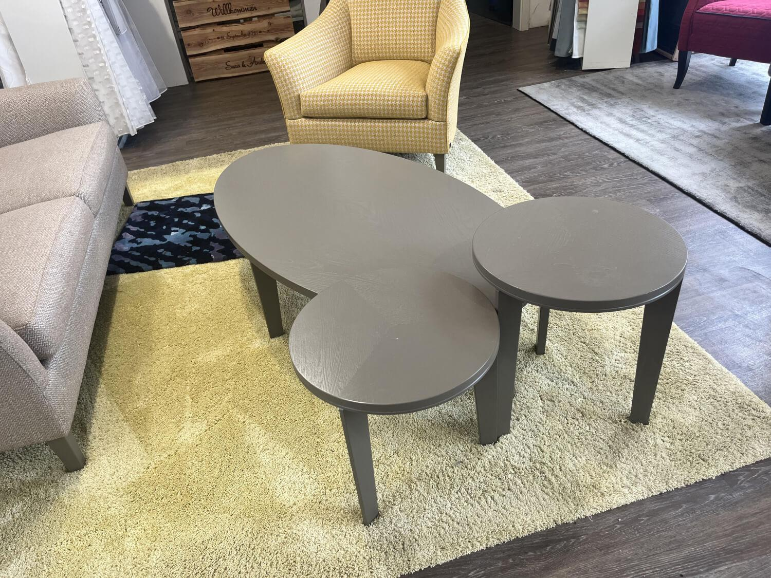 Bielefelder Werkstätten - 3er-Set Couchtisch Saloni Holz Esche Furniert Grau Lackiert - 2