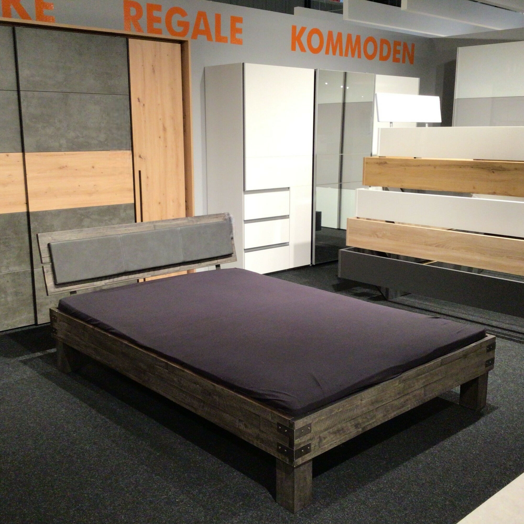 Hasena - Bett Line Loft 18 Akazie Vintage Grey Grau Mit Metallwinkel Kopfteil Gepolstert Ohne Matratze Ohne Lattenrost - 6