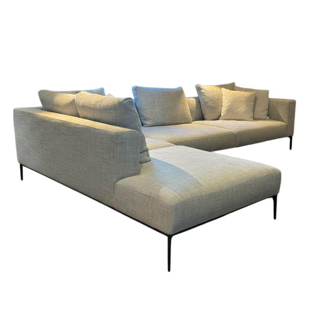 Walter Knoll - Ecksofa Jaan Living Stoff Weave 7756 Silver Grau Gestell Schwarz Matt Pulverbeschichtet - 1