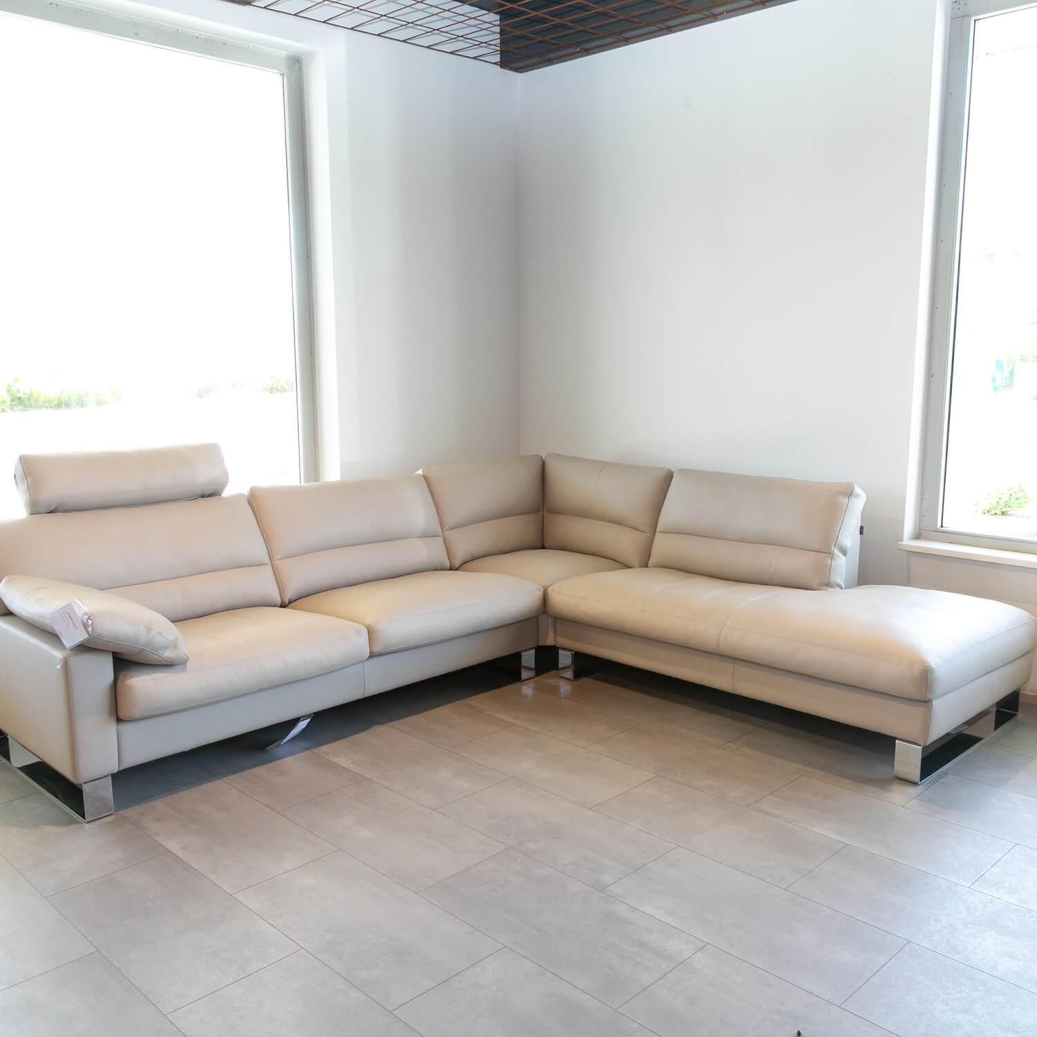 Erpo - Ecksofa Esparo 400 Bezug Leder I 43.210 Creme Kufen 8 HG Mit Kopfstütze Und Armlehnkissen - 9