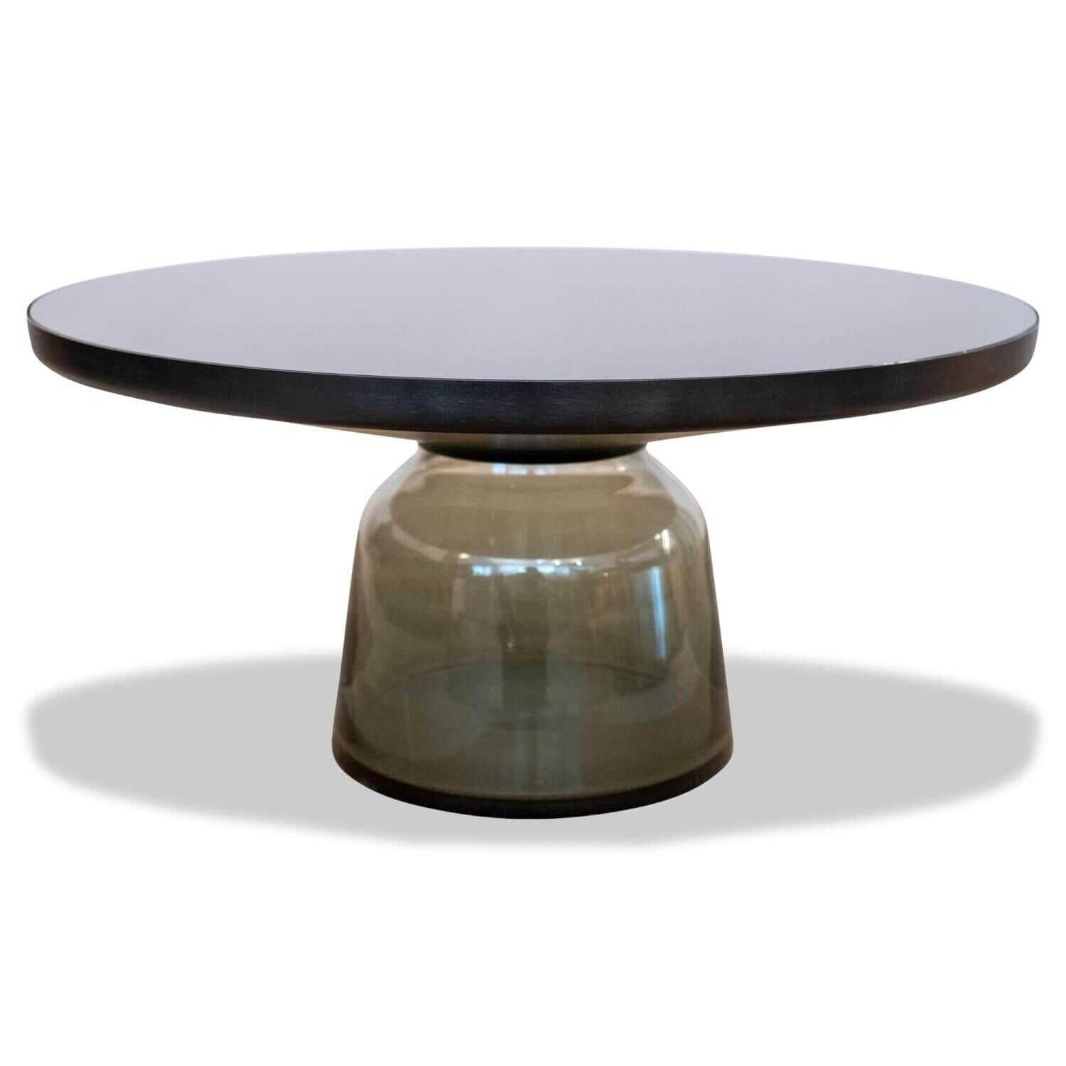 Tisch Bell Side Table Quarz-Grau Glasfuß Mundgeblasen
