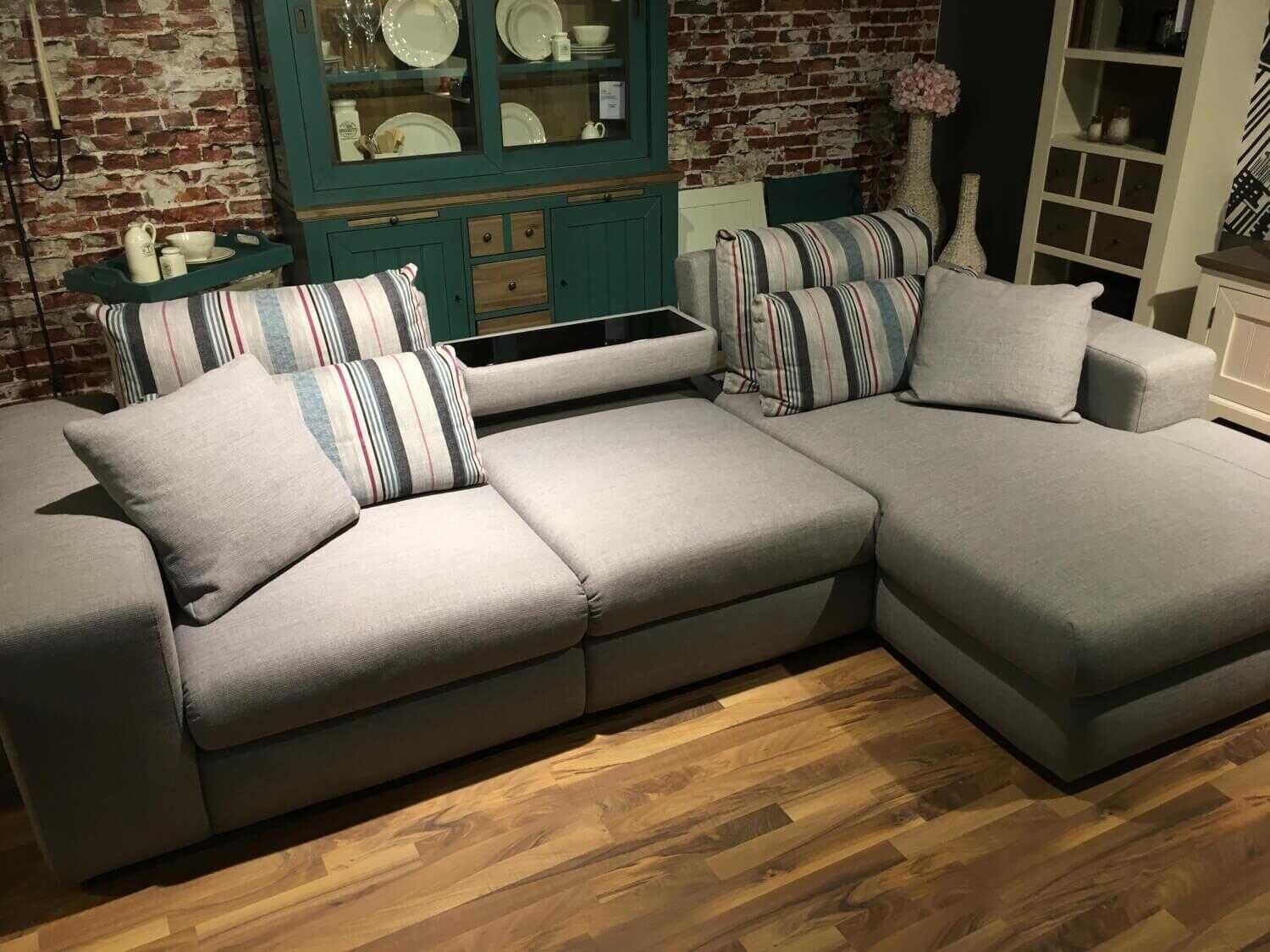 Michalsky - Ecksofa Berlin S Stoff Grau mit Rückenverstellung und 5 Kissen - 5