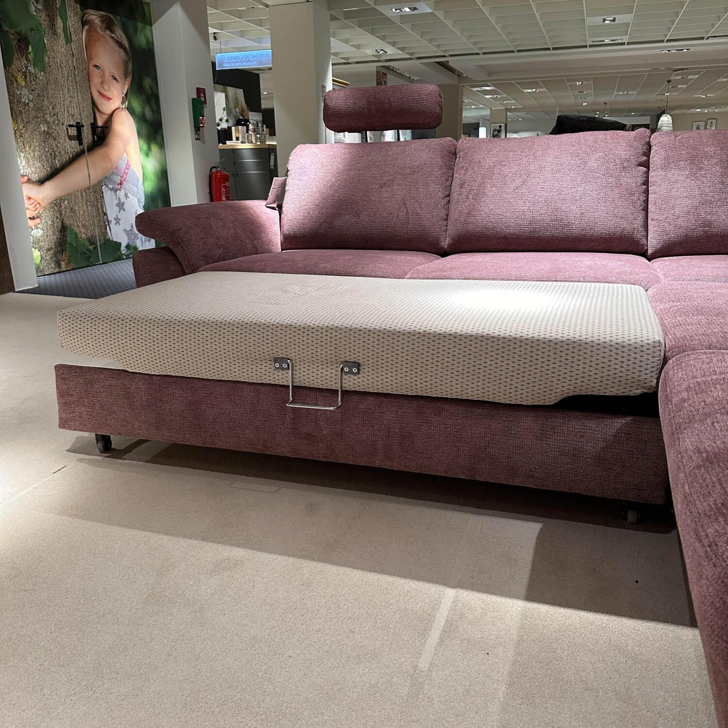 Systempolster - Ecksofa PP-LA21008 Stoff Famosa Wine Violett Gestell Holz Inklusive Kopfstütze Kissen - 4