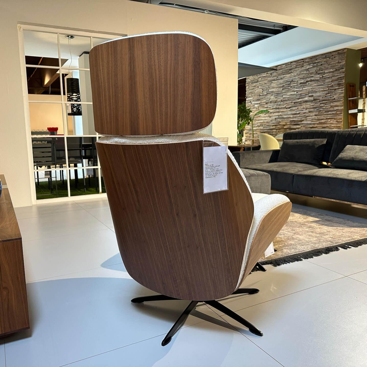 IP Design - Sessel Trinity Stoff Queen IP1775 272 Beige Schale Nussbaum Furniert Geölt Gestell Metall Schwarz Matt Inklusive Hocker - 4