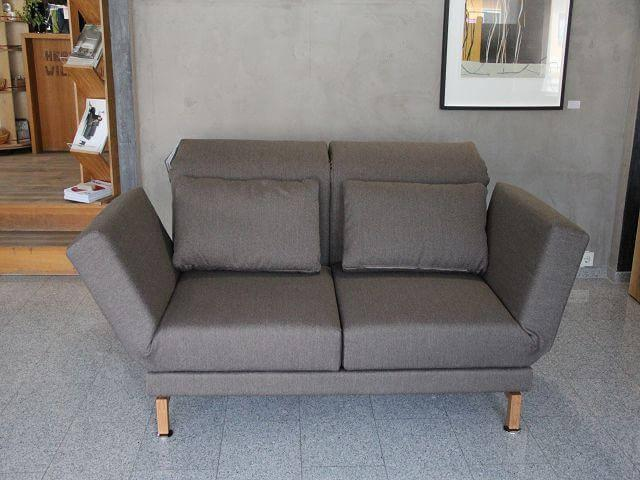 Brühl - Sofa Moule Medium Stoff 3660-25 Grau Holzkufe Eiche Hell Geölt mit Drehfunktionen - 2