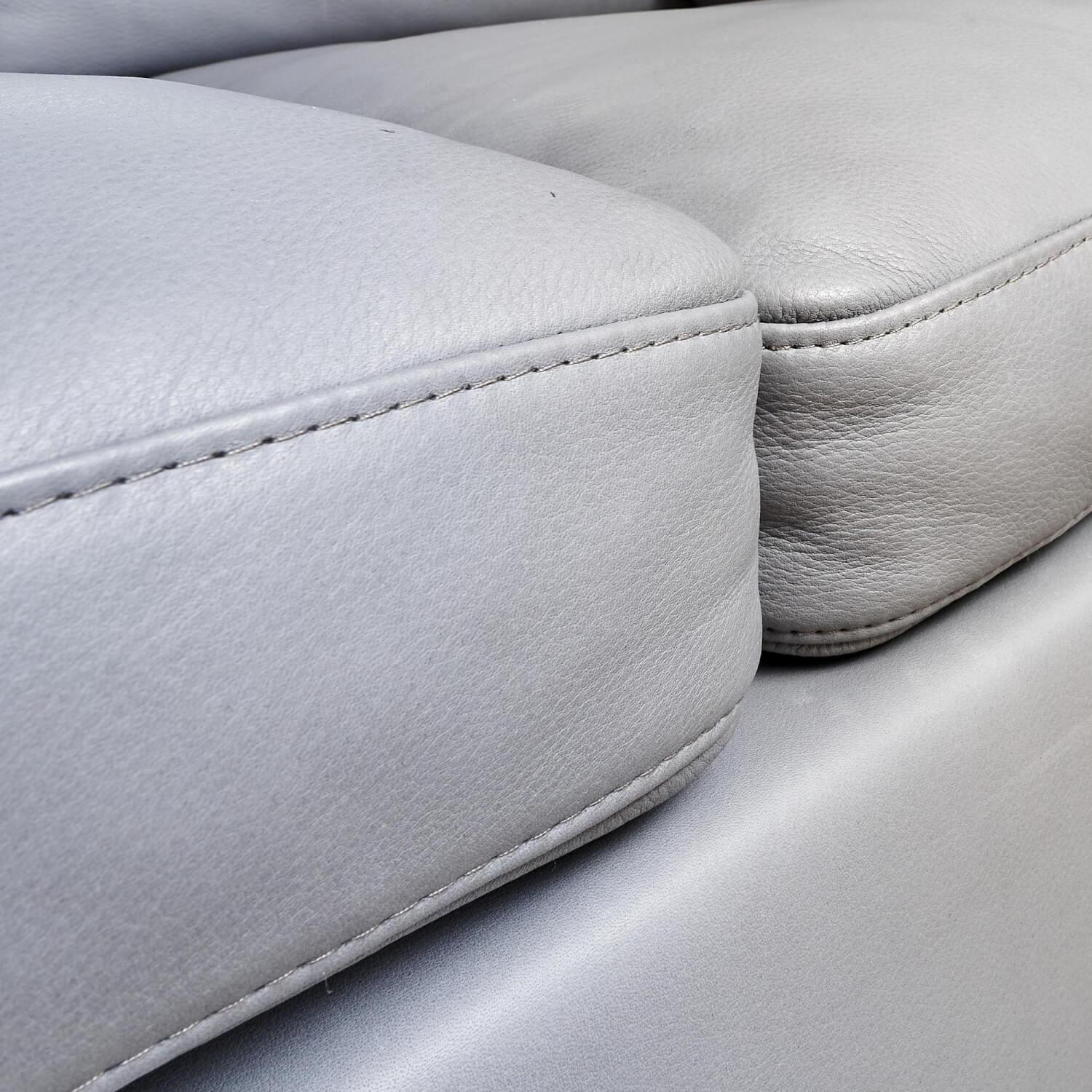 Brühl - Sofa Alba System M Leder 5707 Pearl 0095 Grau Winkelfuß Verchromt Mit Kopfstütze - 4