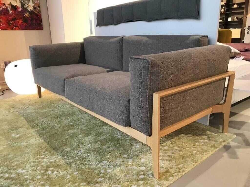 COR - Sofa Elm Stoff 7256 Braun Grau Gestell Massivholz Geölt - 2