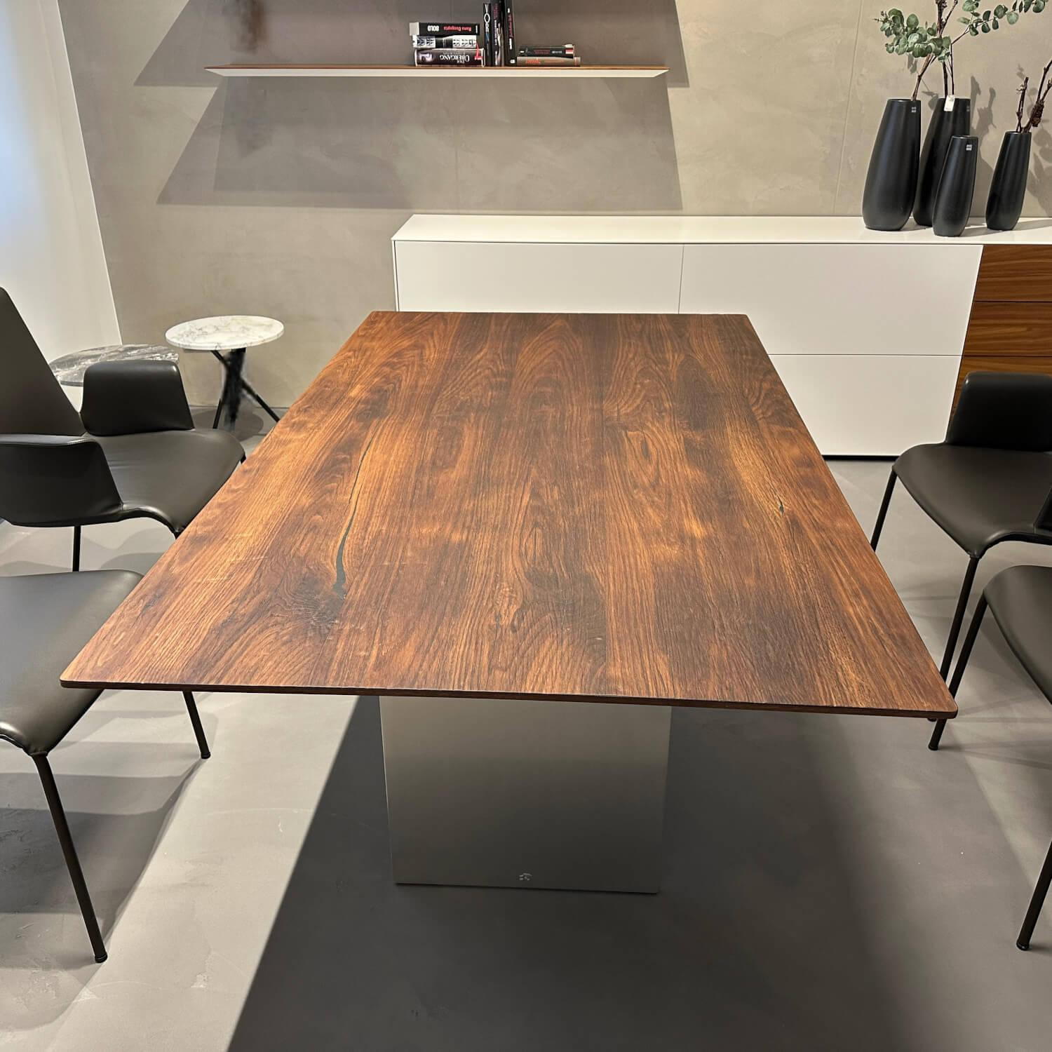 Draenert - Esstisch Atlas Platte Naturholz Amerikanischer Nussbaum Gestell Metall - 2