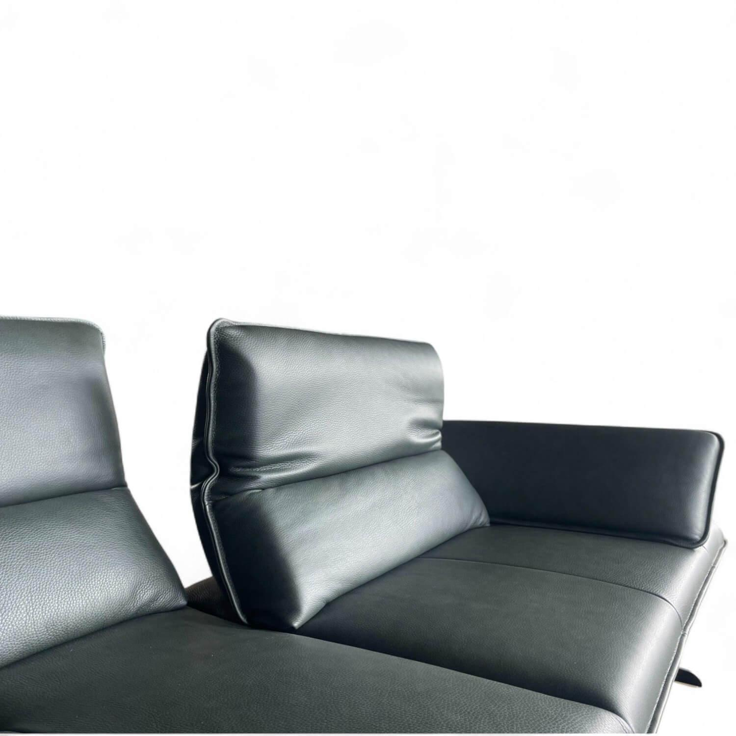 W. Schillig - Ecksofa 16777 Broadway Leder Longlife Xtra Forest Grün Metallkufe Schwarz Matt Inklusive Hocker - 5