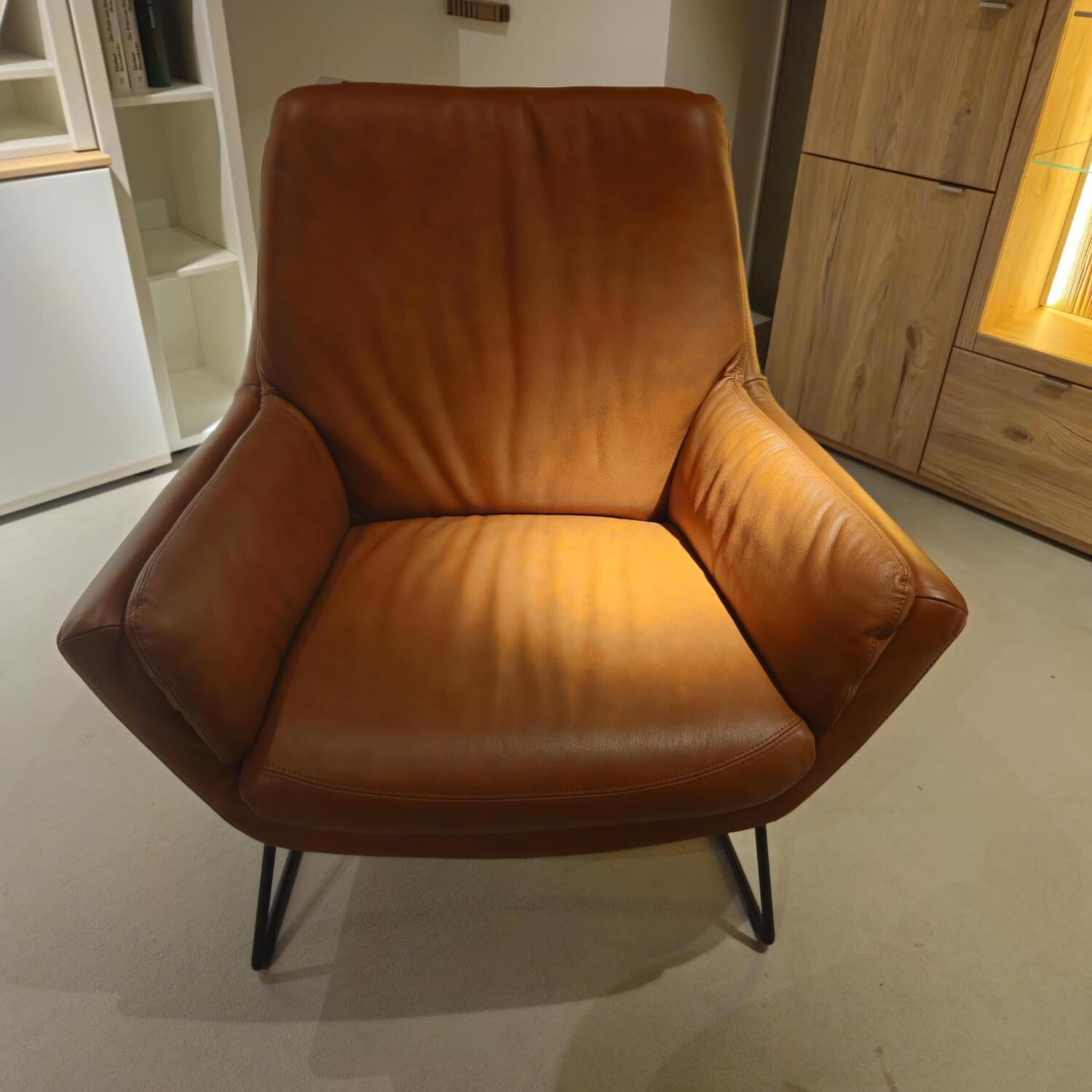 Nolte - Sessel Elba Leder 25 Brandy Braun Füße Schwarz - 4